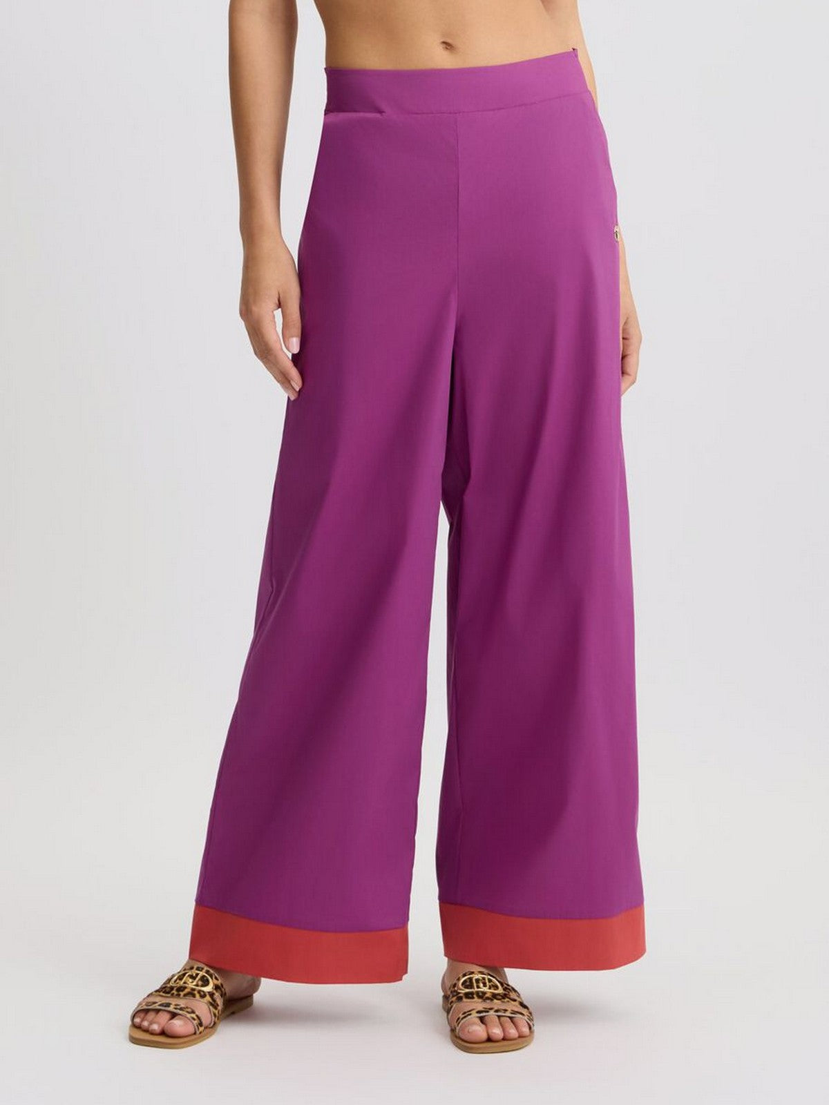 LIU JO BEACHWEAR Pantalone Donna VA5065TS330 C3649 Hollyhock/rosso argi gioboutiqueweb