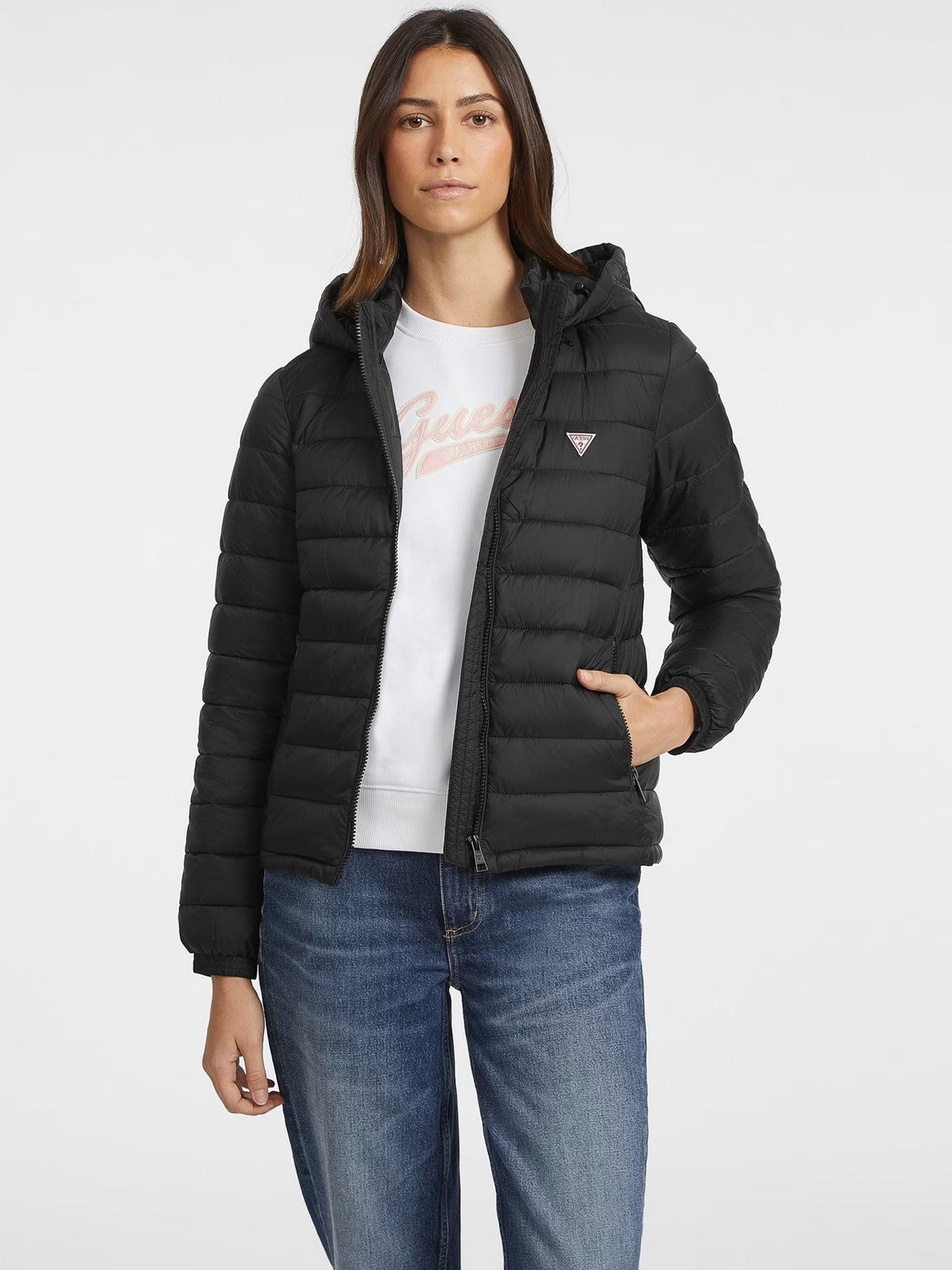 GUESS Piumino Donna GJ HOODED PUFFER W4YL00 WG922 JBLK Nero gioboutiqueweb