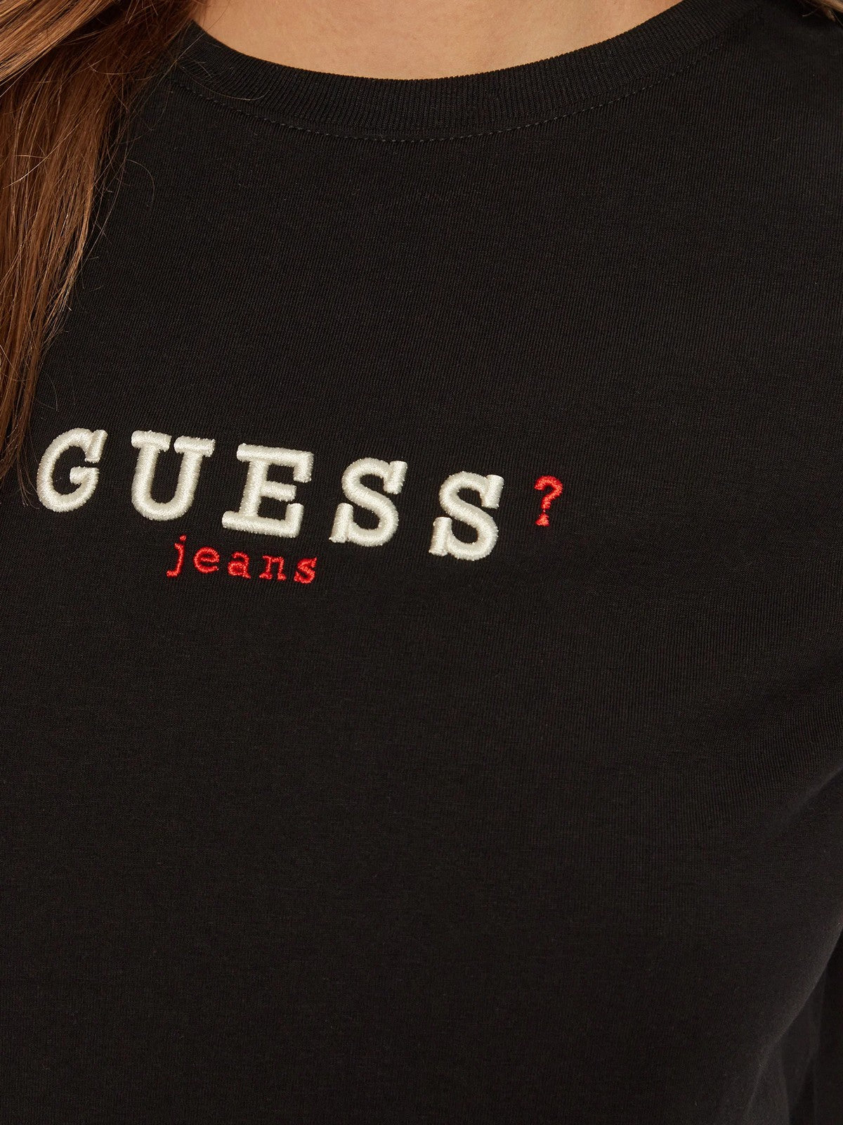GUESS T-shirt Donna GJ SS CN REG 3D EMBR GUESS TEE W5RI54 J1314 JBLK Jet Black A996 gioboutiqueweb