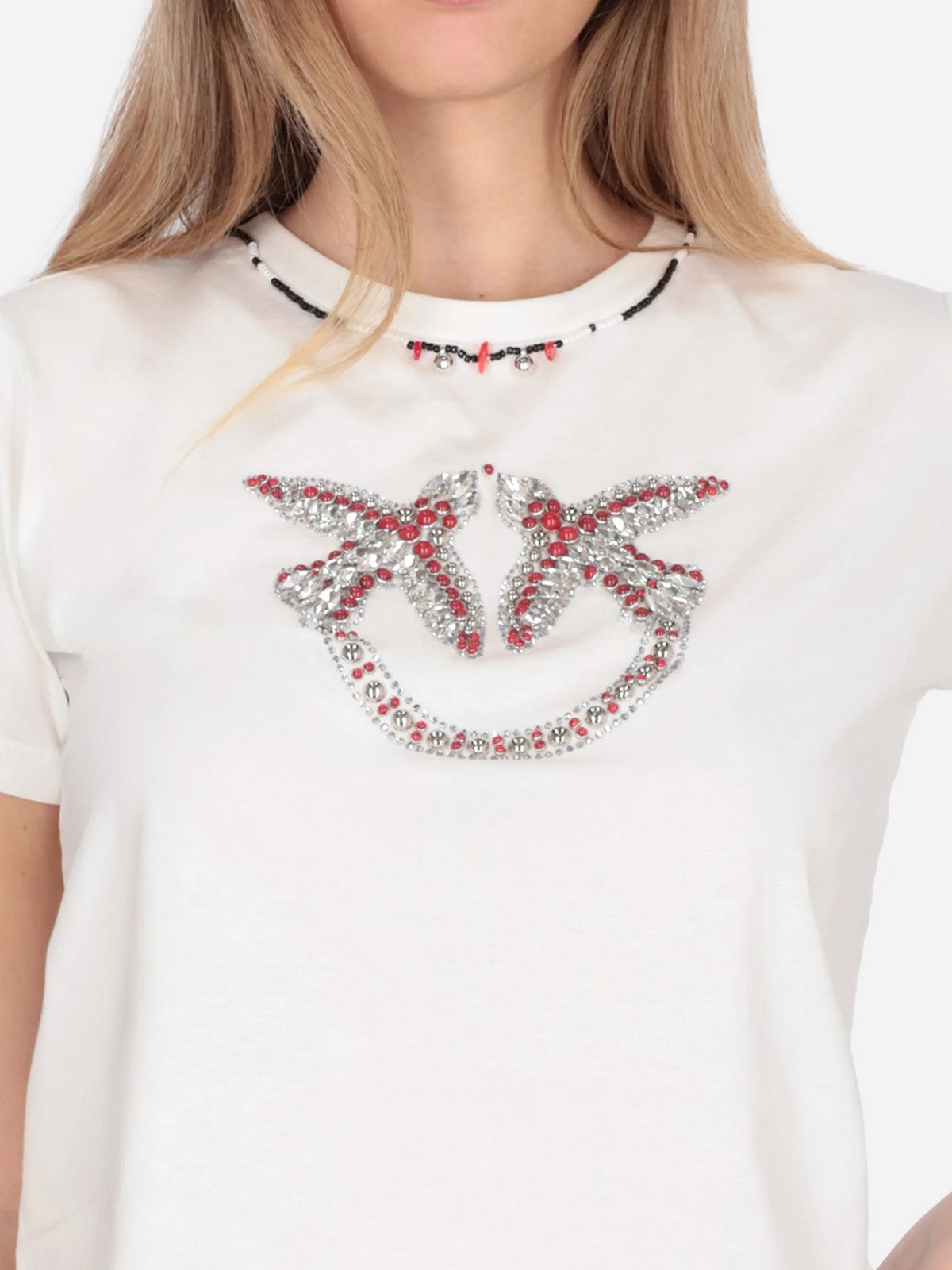 PINKO T-shirt Donna FIDENZA T-SHIRT 107094-A3C7 ZR2 BIANCO/ROSSO
