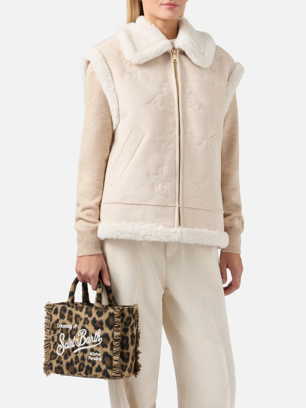 MC2 SAINT BARTH Borsa Donna VANITY MINI FELT 00223I LEOPARD MIDI 18 EMB