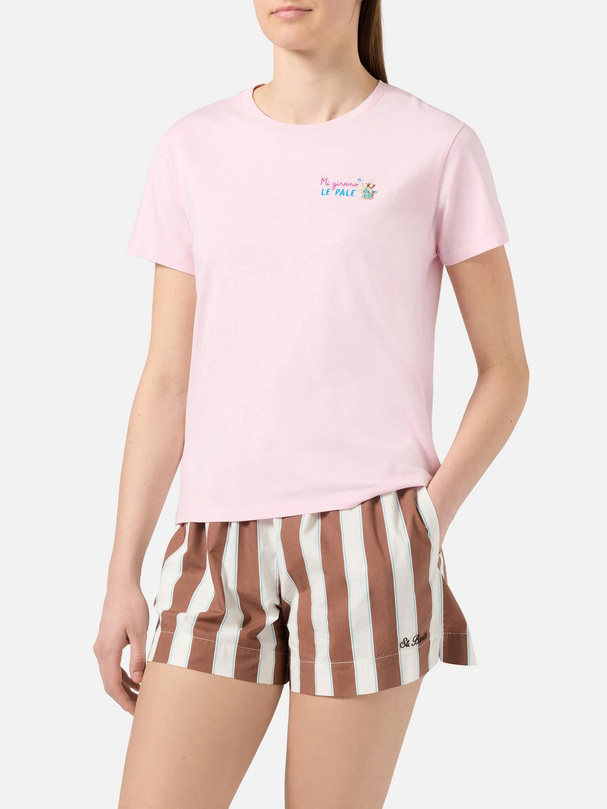 MC2 SAINT BARTH T-shirt Donna EMILIE 01041L GIRANO PALE 20 CHARM EMB
