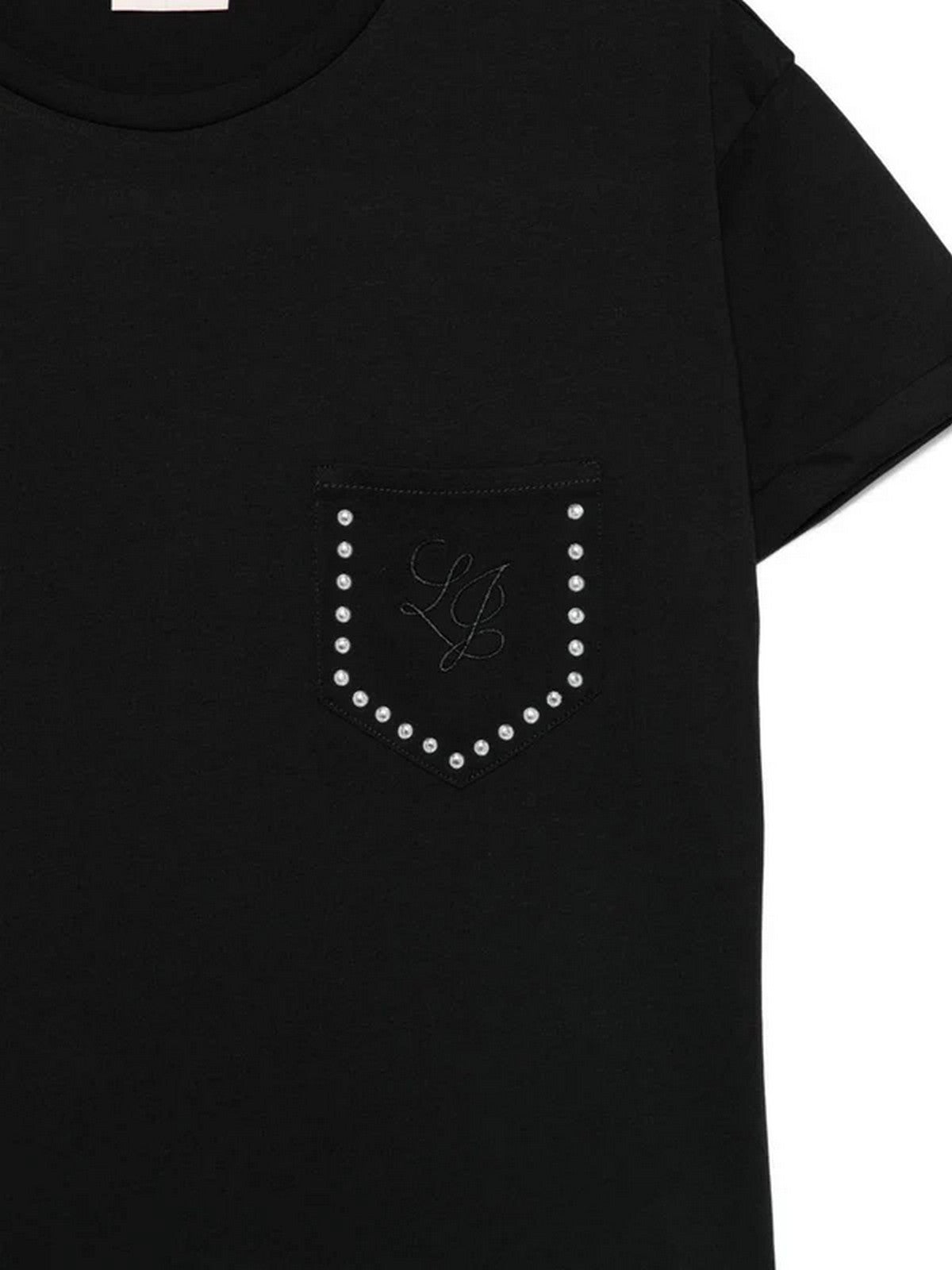 LIU JO WHITE T-shirt Donna WA6372JS923 P9443 Nero LJ studs breast