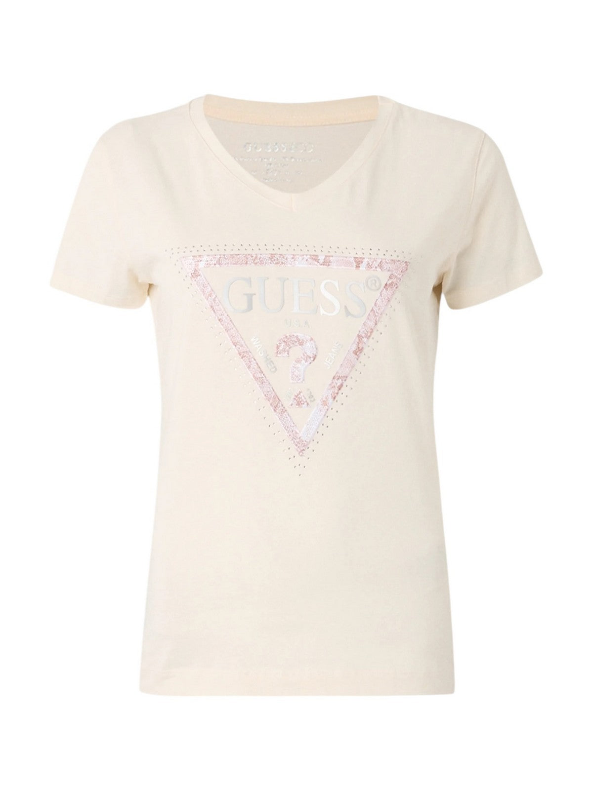 GUESS T-shirt Donna SS VN PYTHON TRIANGLE TEE W5RI21 J1314 A90F CEMENTO gioboutiqueweb