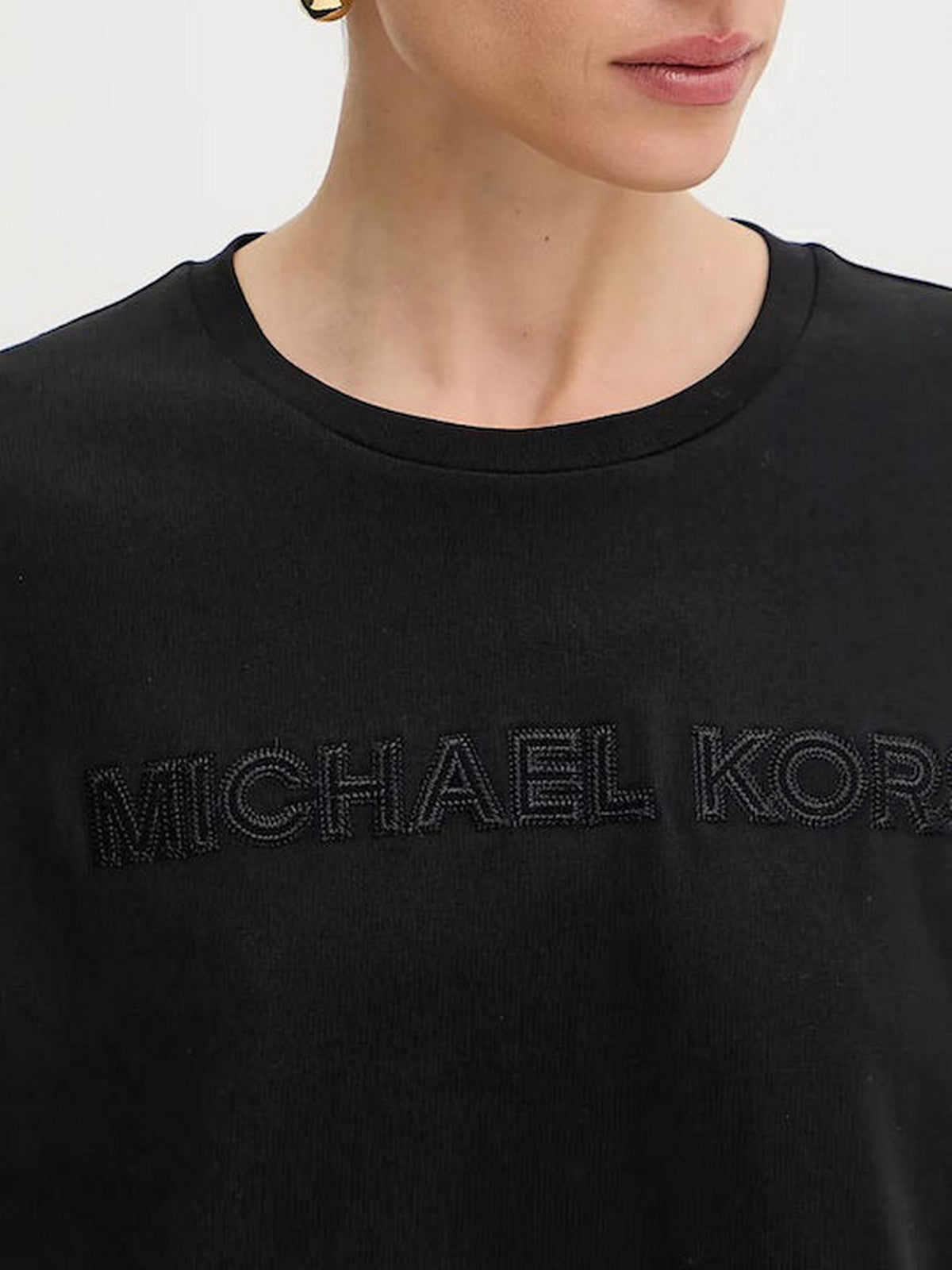 MICHAEL KORS T-shirt Donna CROP MICHAEL KORS TEE MT551VJ2ZU 001 BLACK gioboutiqueweb