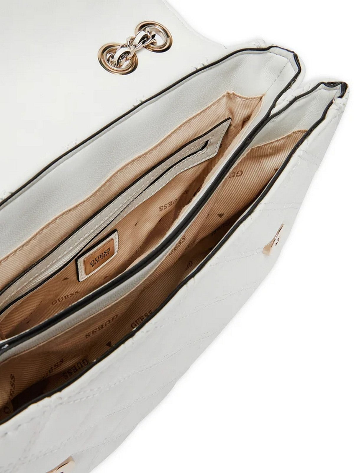 GUESS Borsa Donna GIULLY 2 CMPRTMNT CNVRTBLE FLP HWQG87 48200 WHI Bianco gioboutiqueweb