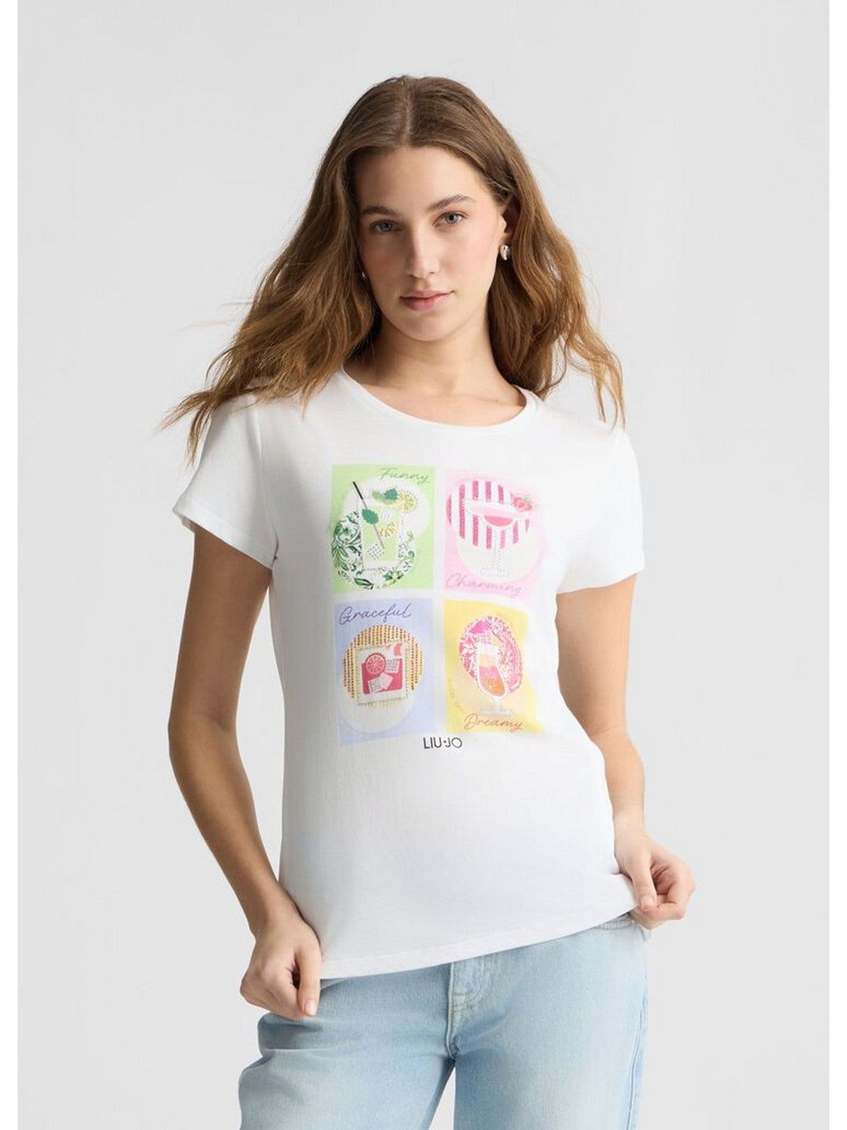 LIU JO WHITE T-shirt Donna WA5478J6410 M9642 Bianco gioboutiqueweb