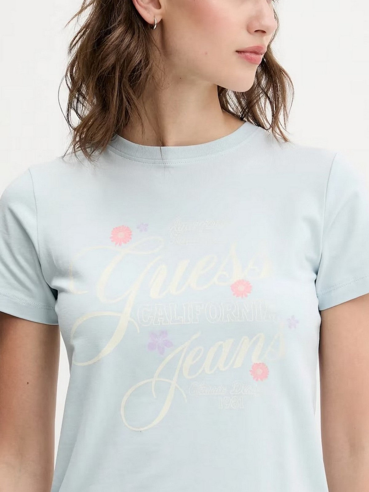 GUESS T-shirt Donna GJ SS SLIM FLOWER TEE W5GI24 J1314 G7O7 AZURE LAGUNA gioboutiqueweb