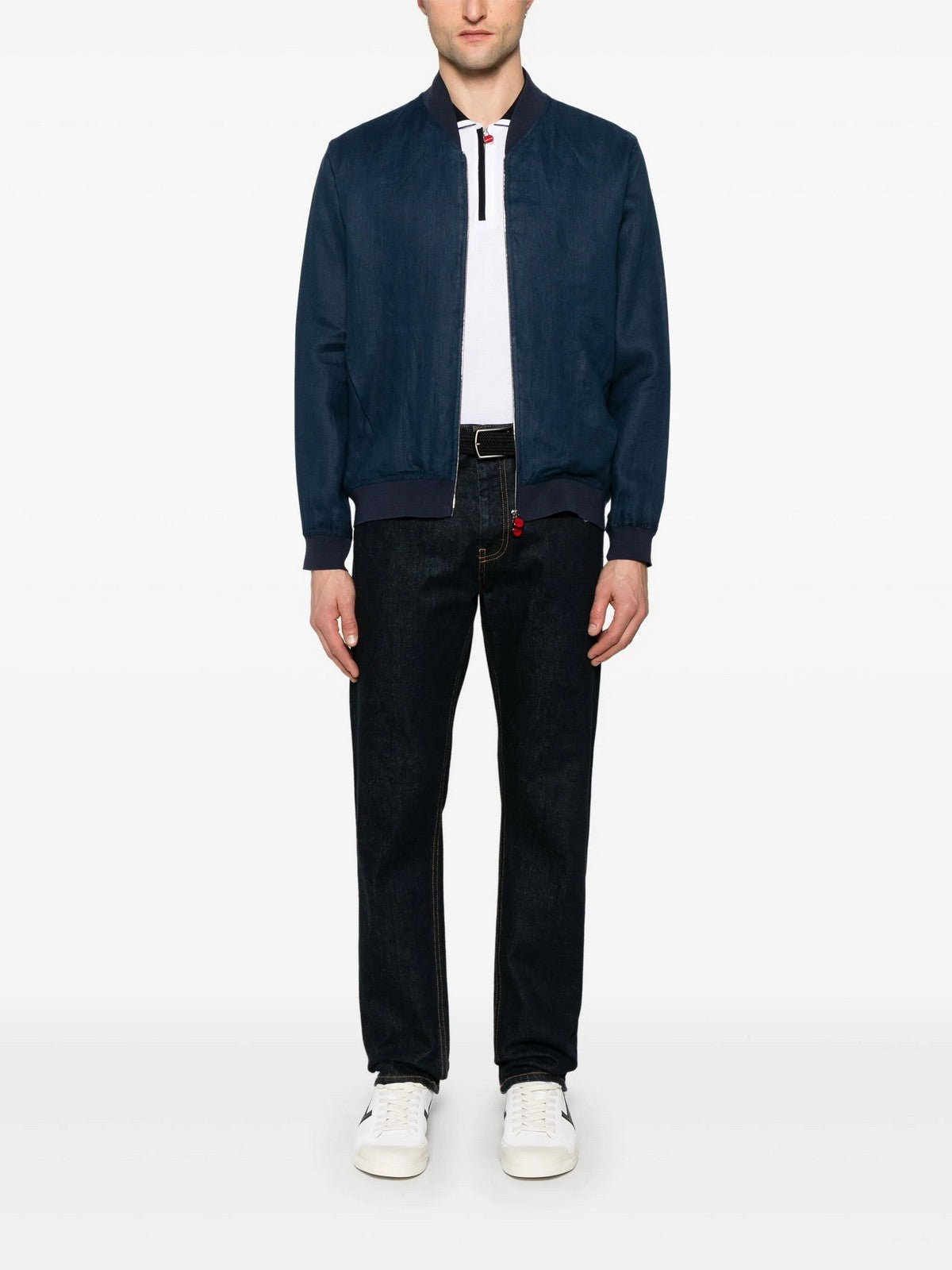 KITON T-Shirt e Polo Uomo UMK0571V110A00E WHITE/DARK BLUE Bianco gioboutiqueweb