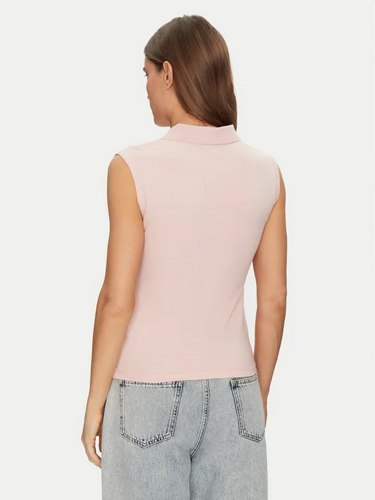 GUESS T-shirt Donna GJ SLEEVELESS COLLAR SLIM PKT W5GP24 KCYR1 G6R4 BLUSH COTTON gioboutiqueweb