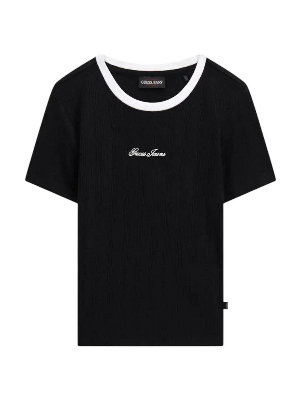 GUESS T-shirt Donna GJ SL CN EMBRO RINGER TEE W6GPA9 KF641 JBLK Jet Black A996