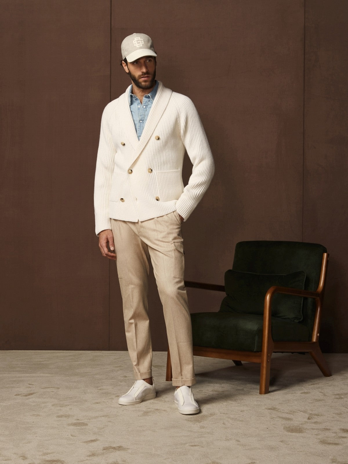 GRAN SASSO Cardigan Uomo 13183/25072 001 Bianco