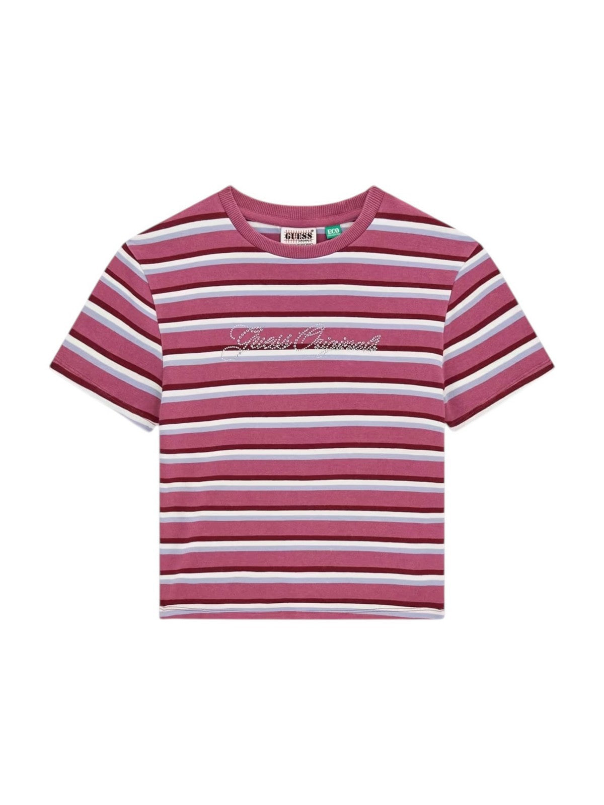 GUESS T-shirt Donna GO VINTAGE STRIPE BABY TEE W6RI41 J1314 S40Q PURPLE BLUSH MULTI S
