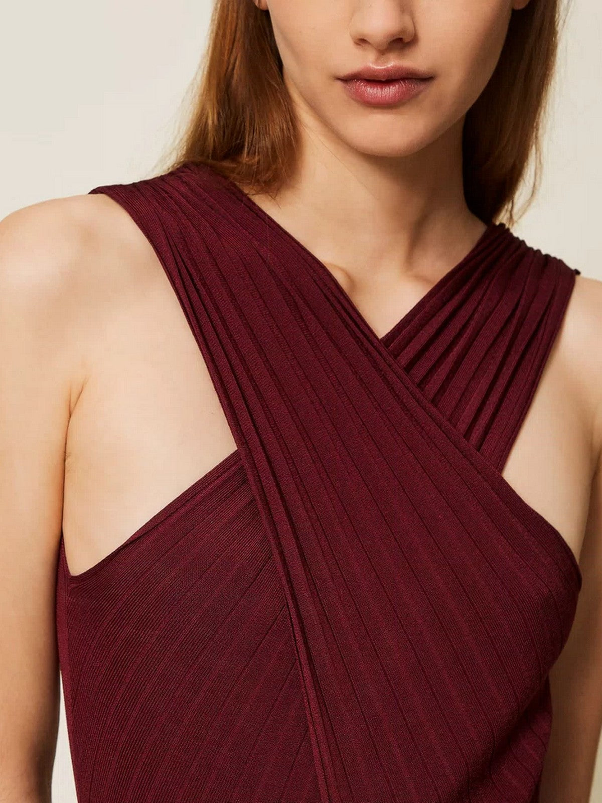 TWINSET Body Donna VISCOSE RIB SHAPES 252TP3161 12367 WINETASTING CHIARO