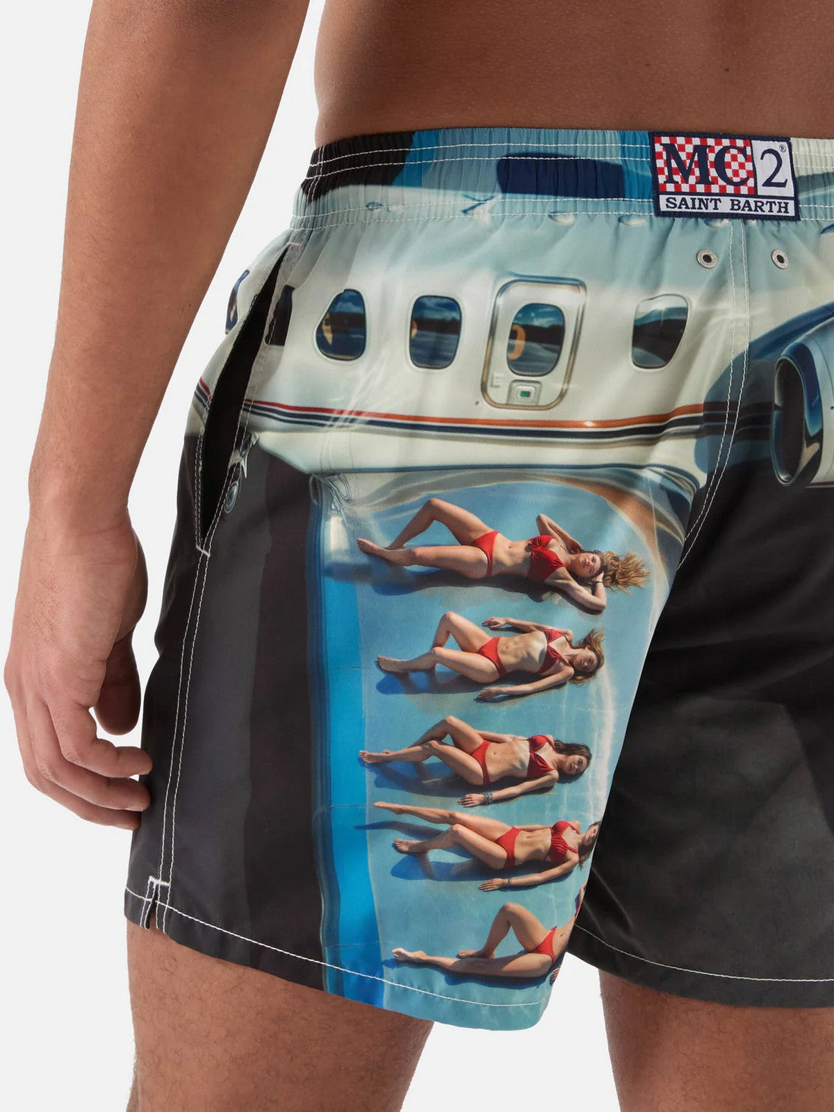 MC2 SAINT BARTH Costume da bagno Uomo GUSTAVIA PLACED PRINT 01718L RD SB AIRLINES 01