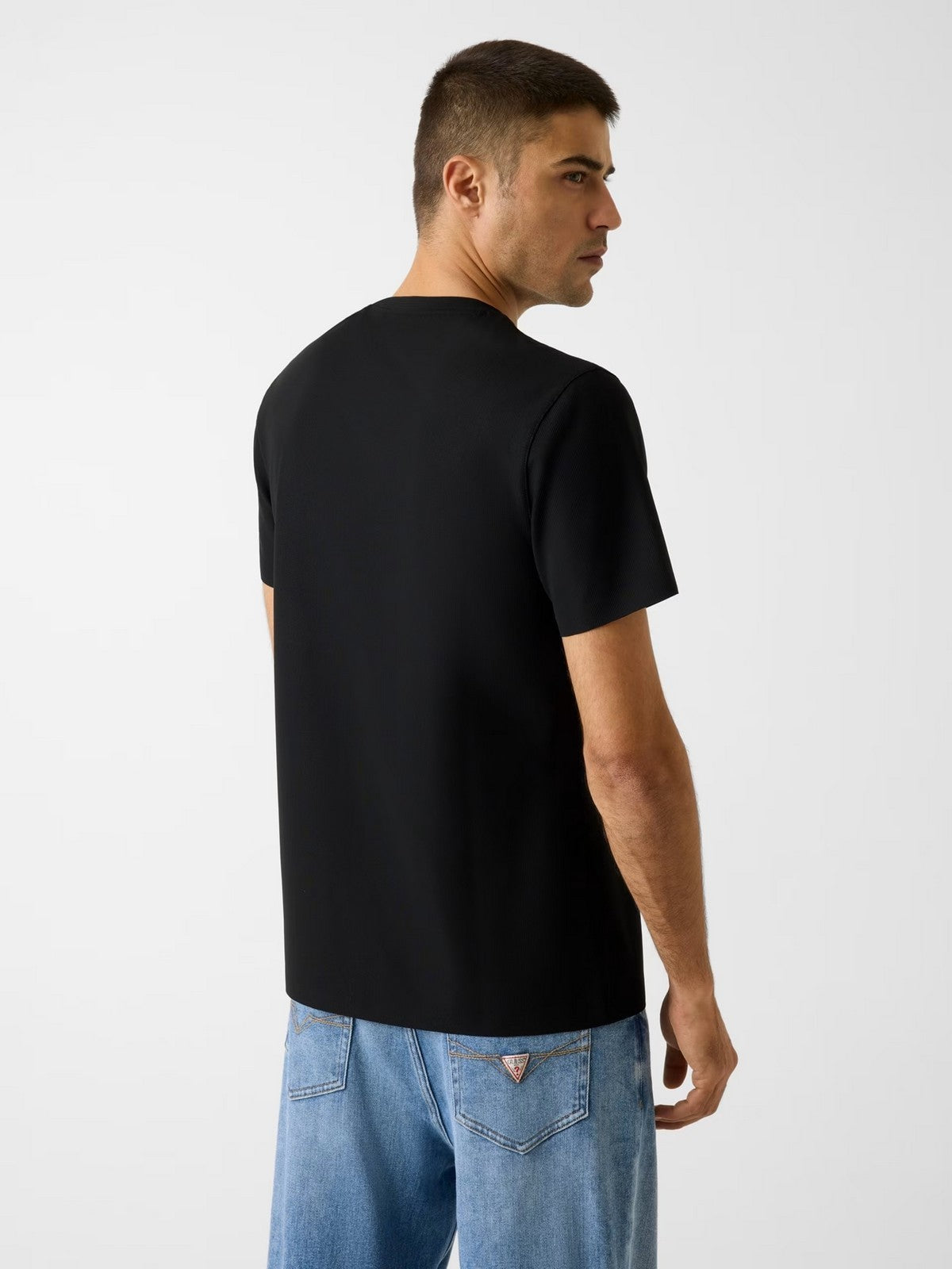 GUESS T-shirt Uomo SS CN NEW TECH STRETCH TEE M6RI19 KD202 JBLK Jet Black A996