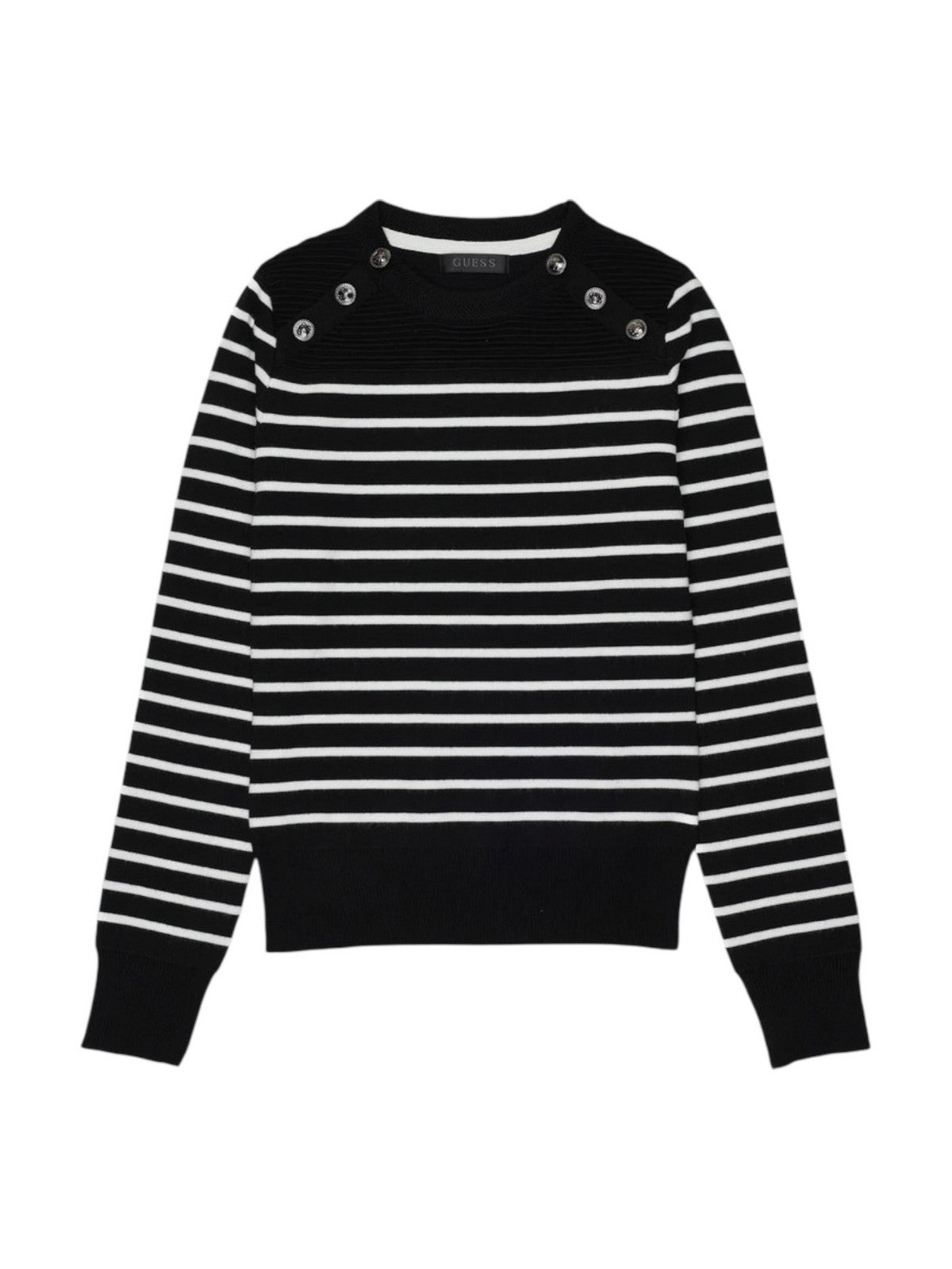 GUESS Maglione Donna LS CN HELEN SWTR W5BR36 Z0422 S9HU BLACK AND CREAM STRI