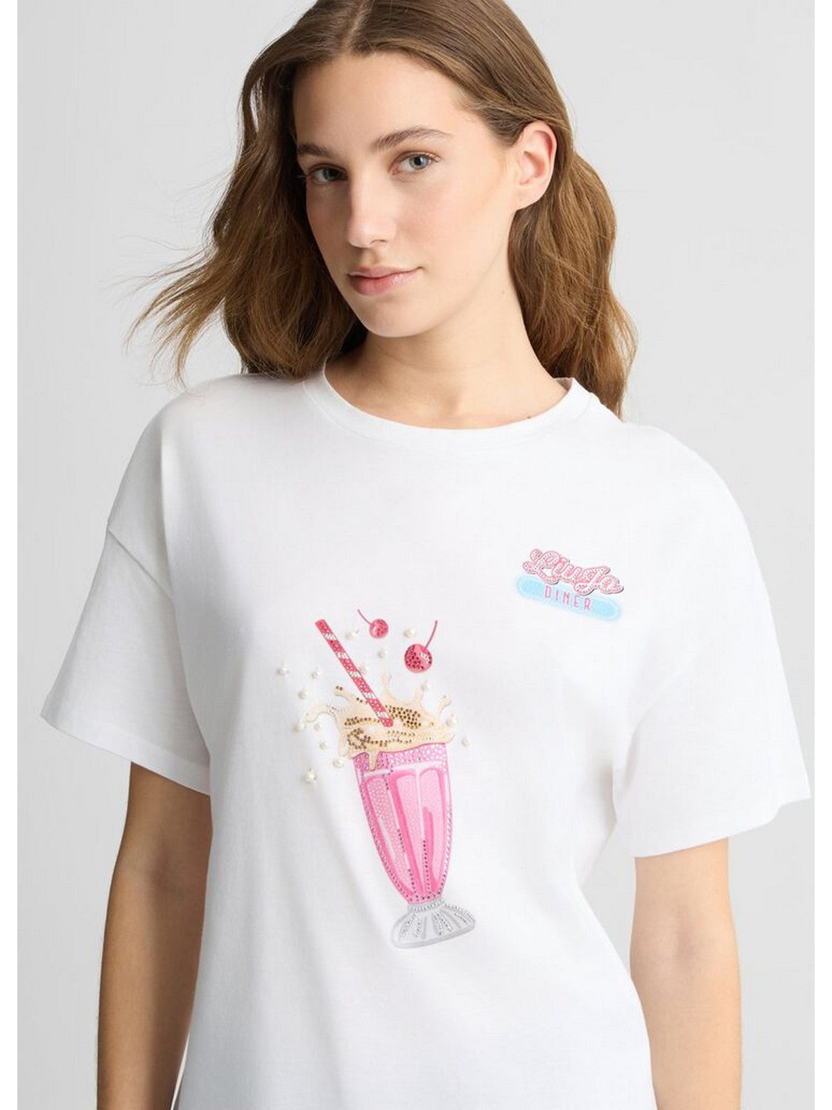 LIU JO WHITE T-shirt Donna WA5342JS923 M9503 Bianco gioboutiqueweb