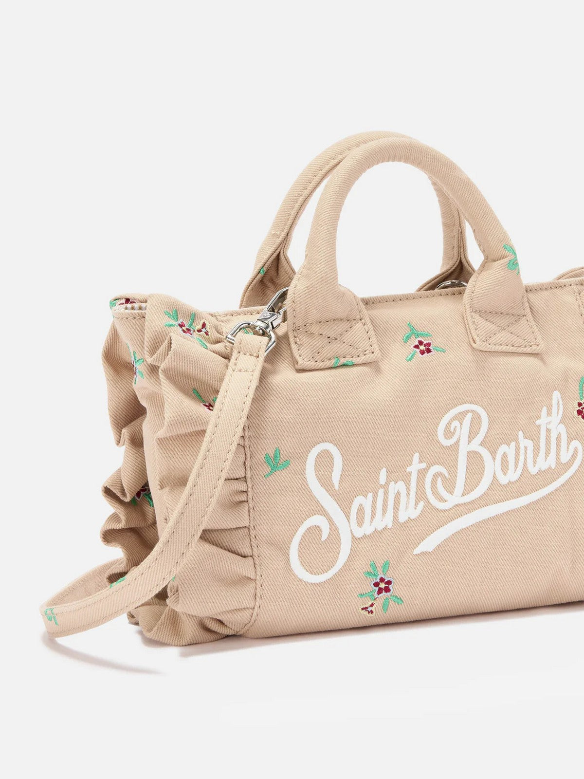 MC2 SAINT BARTH Borsa Donna VANITY MINI VOLANT 01756L DENIM FLOWERS 11 EMB