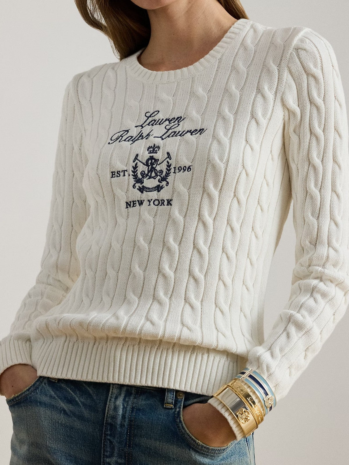 LAUREN RALPH LAUREN Damenpullover RINETT-LONG SLEEVE-PULLOVER 200P03508 003 WEISS