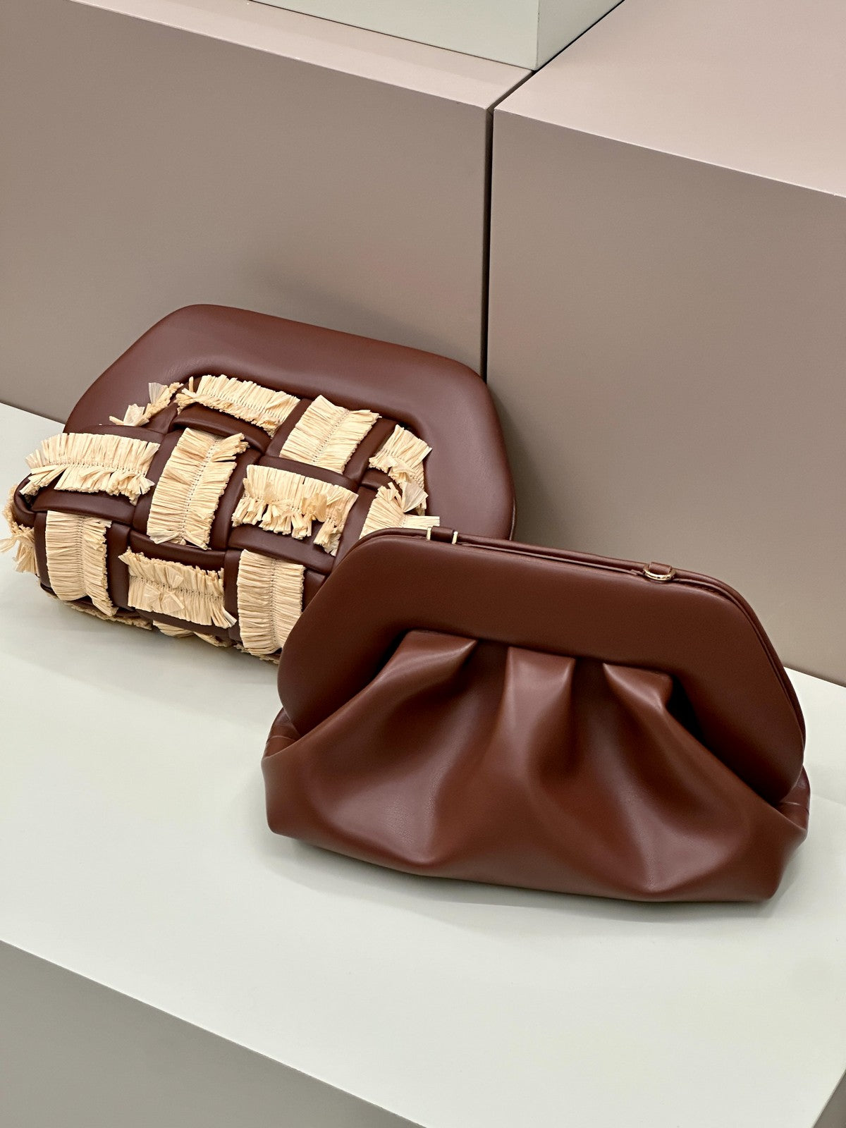 THEMOIRè Bios Medium vegan fabric bag brown eco-friendly design