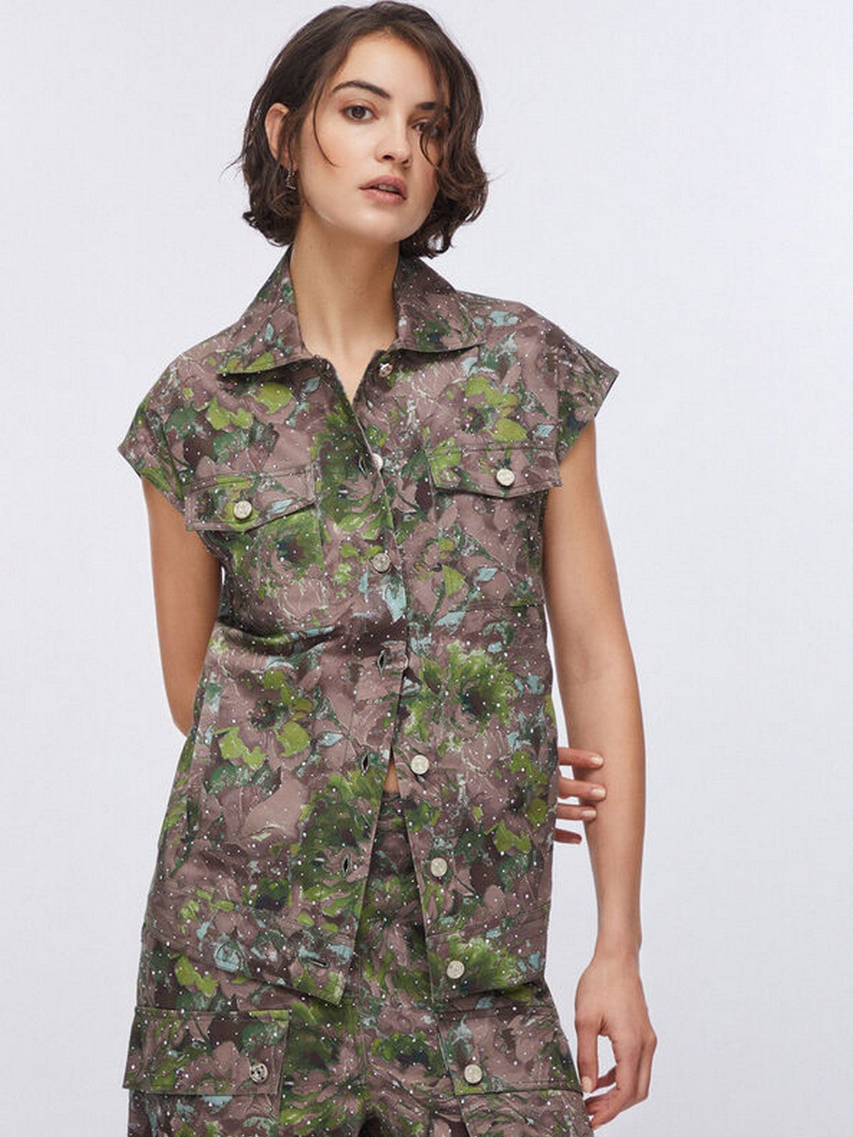 LIU JO WHITE Gilet Donna WA6341T433A P9360 Dk.olive comouflower