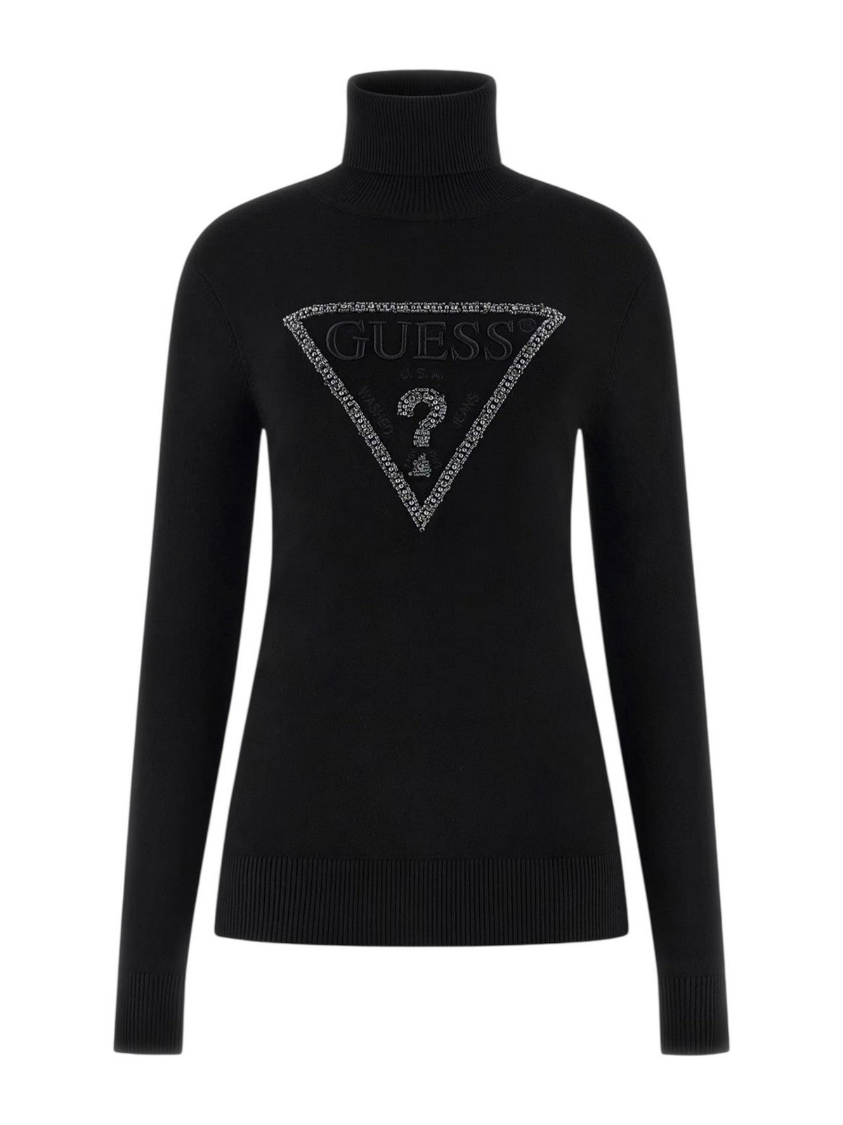 GUESS Maglione dolcevita Donna LS TN MELANIE TRIANGLE LOGO SW W5BR39 Z2NQ2 JBLK Jet Black A996