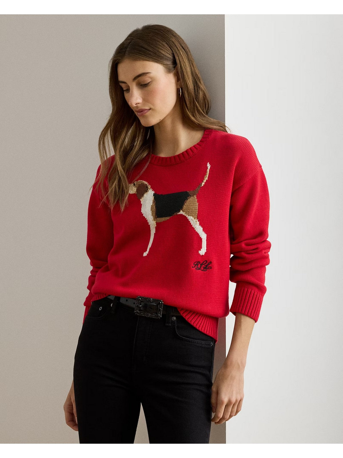 Lauren Ralph Lauren Maglione Maglione Riednee-Long manga-Plover 200979657 001 Ralph Red Multi