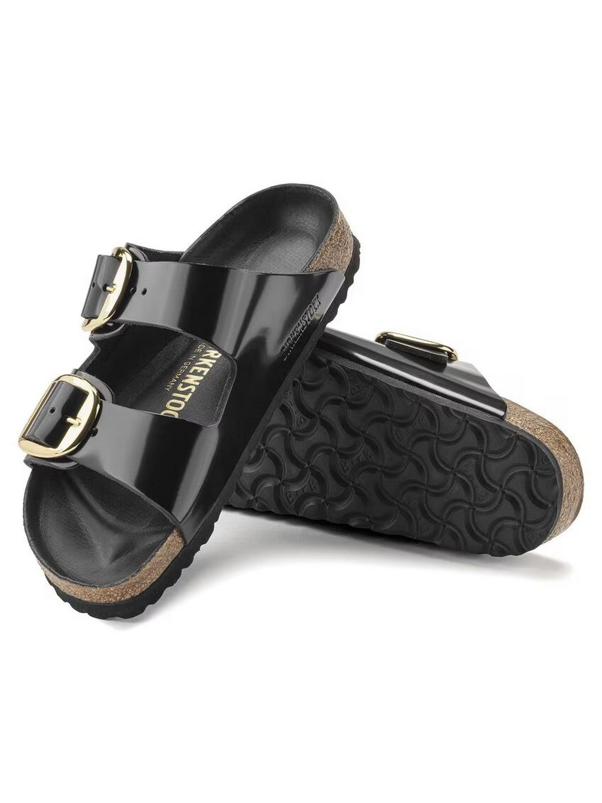 BIRKENSTOCK Sandalo Donna Arizona Big Buckle HEX shine black,Natural Leather 1021476 Nero