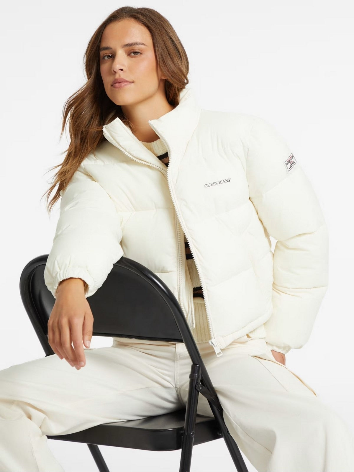GUESS Piumino Donna GJ CROPPED PUFFER W4BL20 WGII2 G053 SANDY SHORE