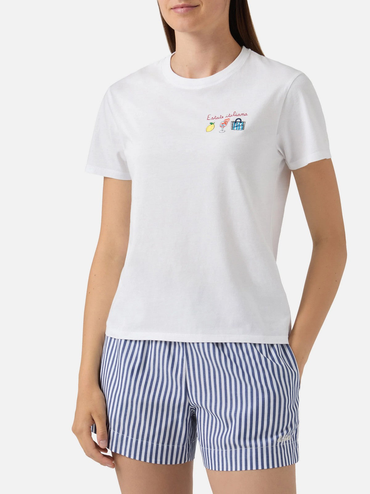 MC2 SAINT BARTH T-shirt Donna EMILIE 09757L ESTATE ITALIANA 01N EMB