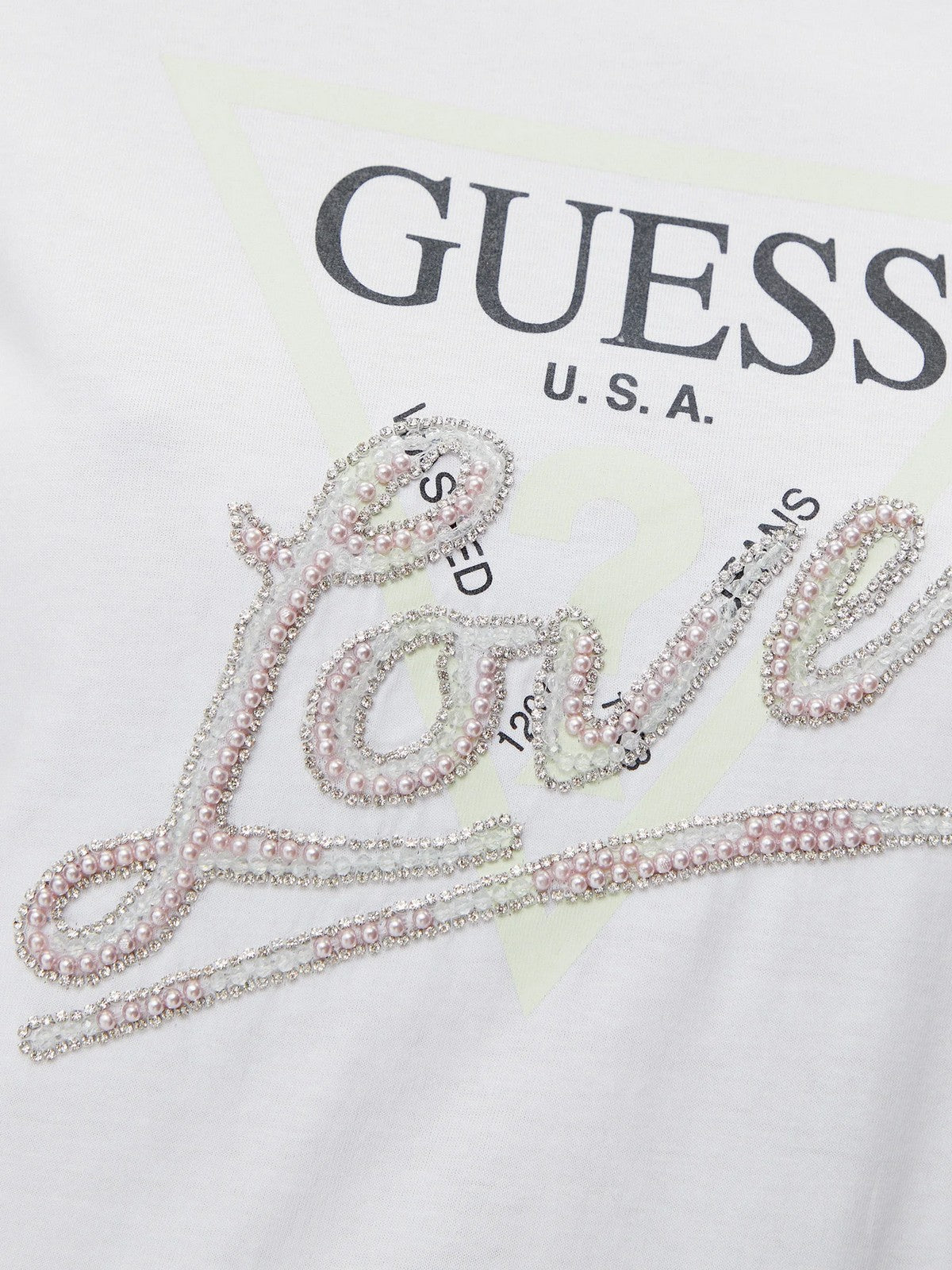 GUESS T-shirt Donna CN SS LOVE TRIANGLE TEE W5GI05 I3Z14 G011 Bianco gioboutiqueweb