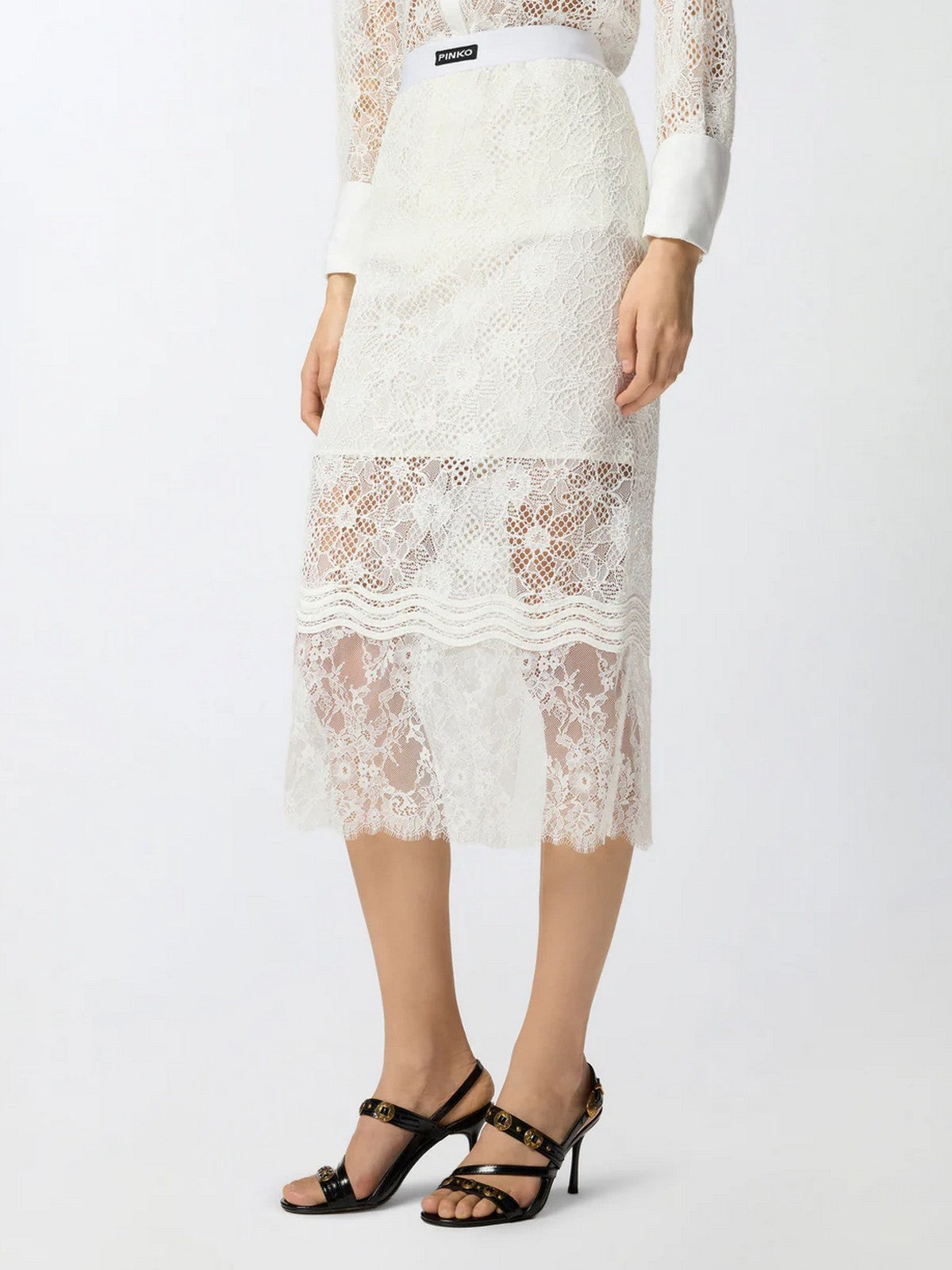 PINKO Gonna Donna HARMONIE GONNA PIZZO REBRODE 106664-A381 Z05 BIANCO-BIANCANEVE