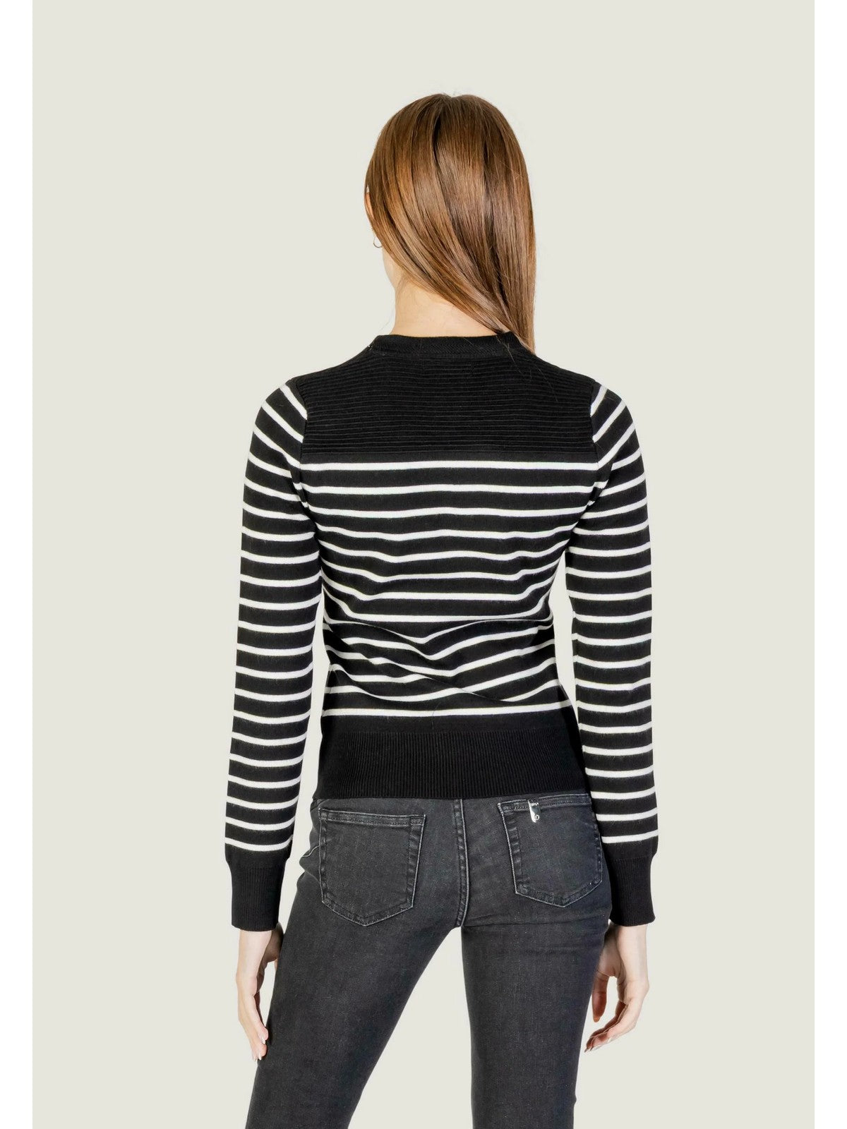 GUESS Maglione Donna LS CN HELEN SWTR W5BR36 Z0422 S9HU BLACK AND CREAM STRI