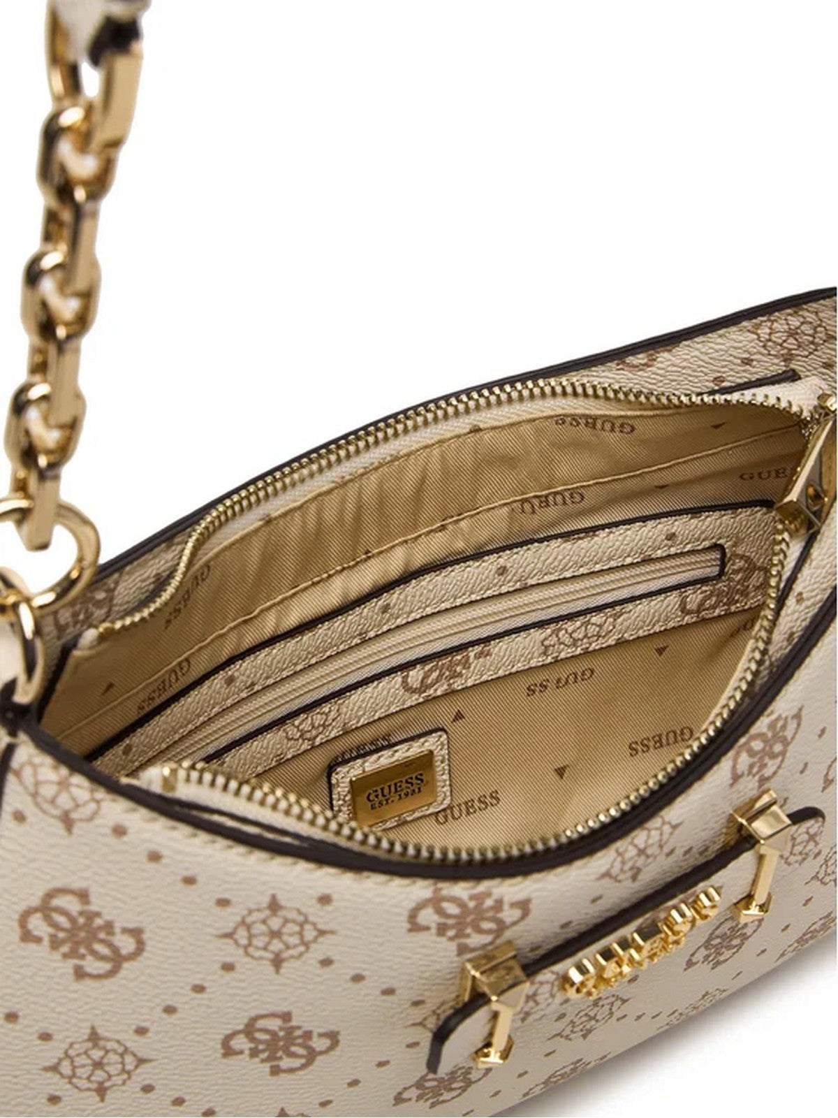 GUESS Borsa Donna CARRIE LOGO TOP ZIP SHLDR BAG HWGP98 98180 VNO VANILLA LOGO