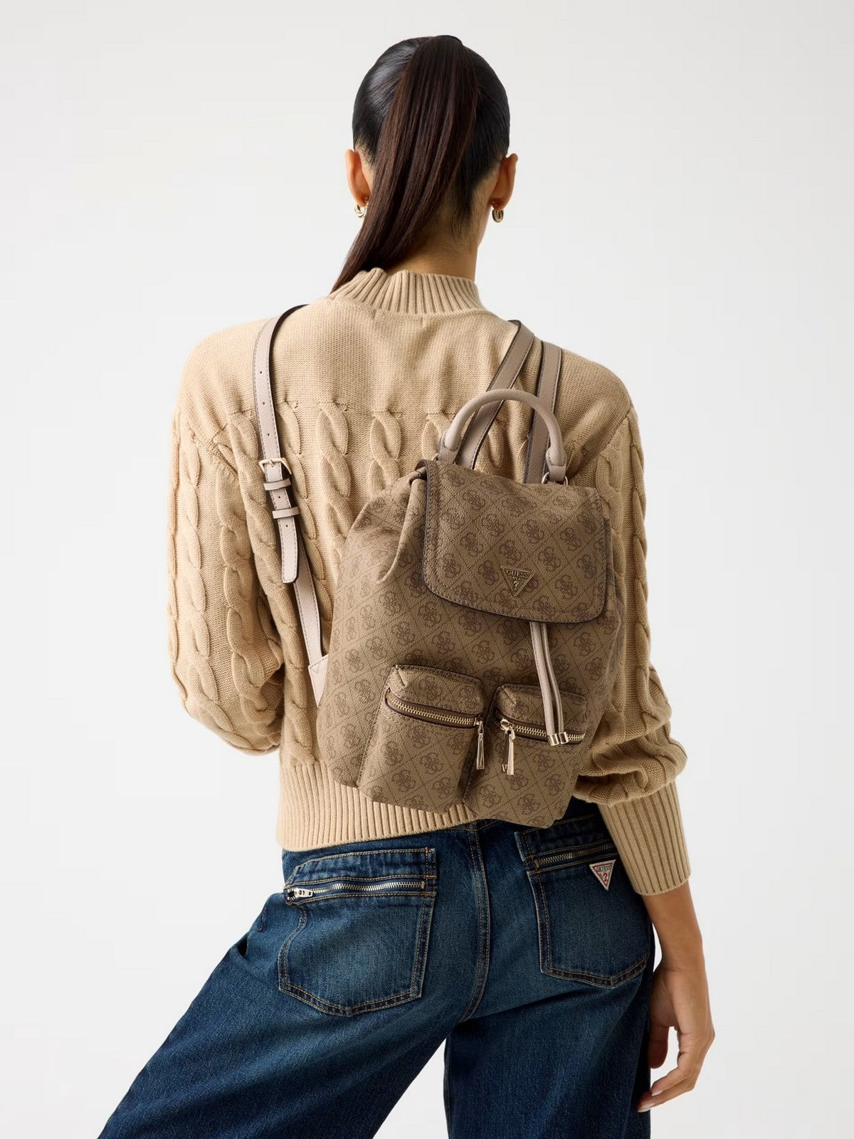 GUESS Zaino Donna MANHATTAN II FLAP BACKPACK HWSG71 18310 LTL LATTE LOGO