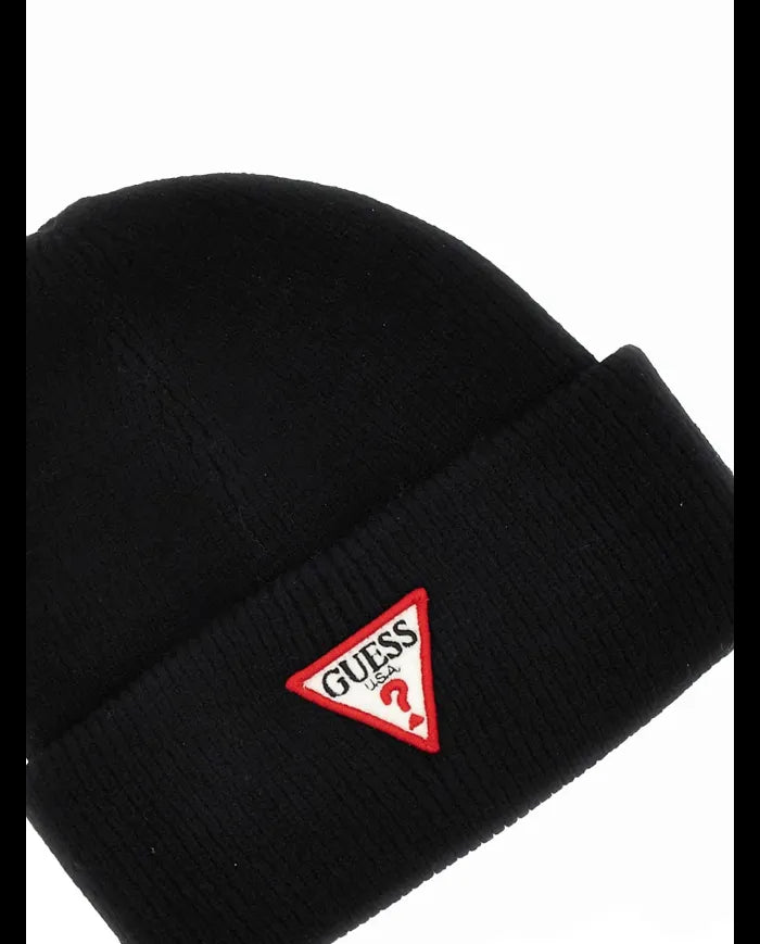 GUESS Cappello Donna BEANIE PATCH TRIANGOLO AW5234 VIS01 BLA Nero gioboutiqueweb