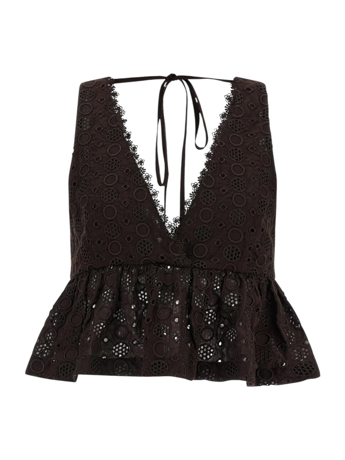 PINKO Top Donna KIERSTEN TOP POPELINE RICAMO S 106451-A35P M28 Marrone