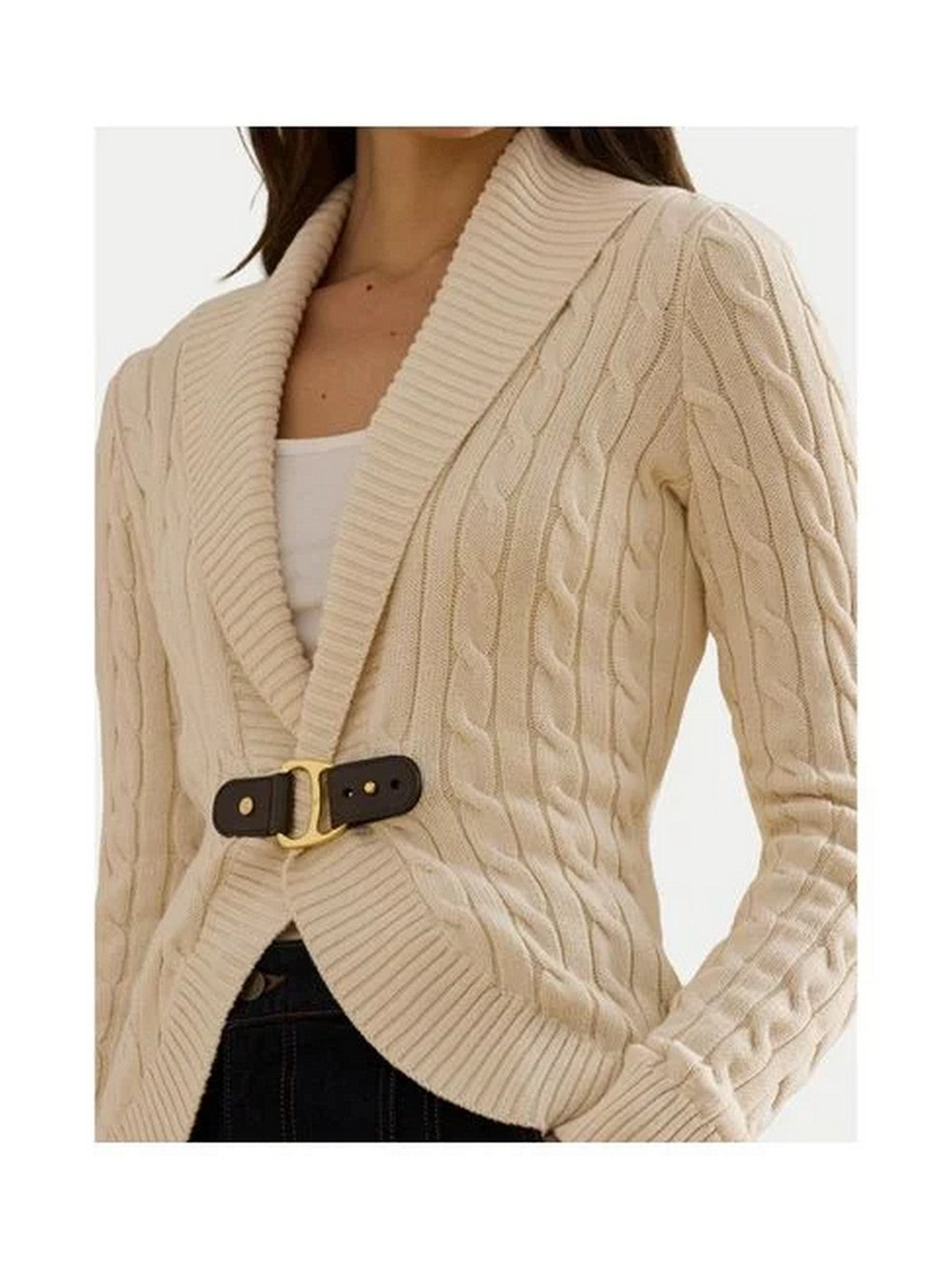 LAUREN RALPH LAUREN Cardigan Donna TAYSIR-LONG SLEEVE-CARDIGAN 200P03473 003 MASCARPONE CREAM