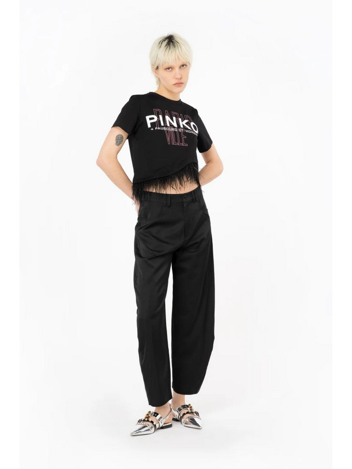 Pinko T-Shirt und Pole Woman Martignano 103130-A1LV Z99 Schwarz