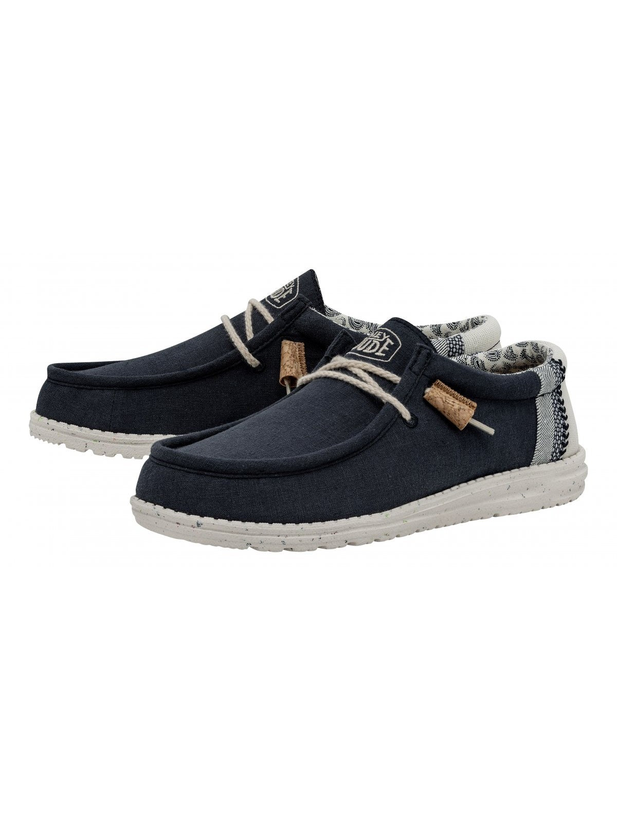 DUDE Mocassino Uomo Wally linen natural HD.40015 410 Blu gioboutiqueweb