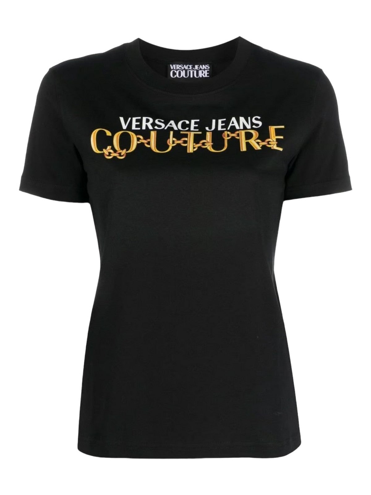 Versace Jeans Couture T-Shirts und Frauenstange 75HAHF01 CJ00F G89 Schwarz