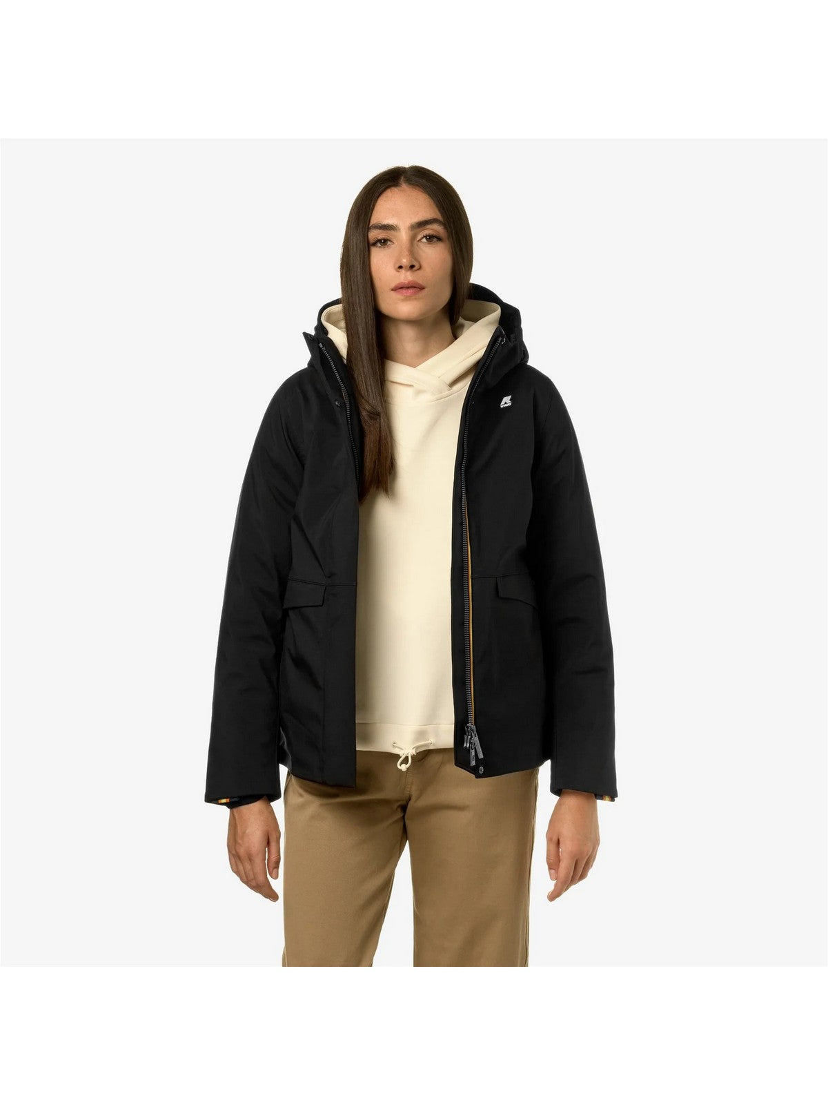 K-WAY Giubbino Donna Dorel bonded padded K71271W AMY Nero gioboutiqueweb