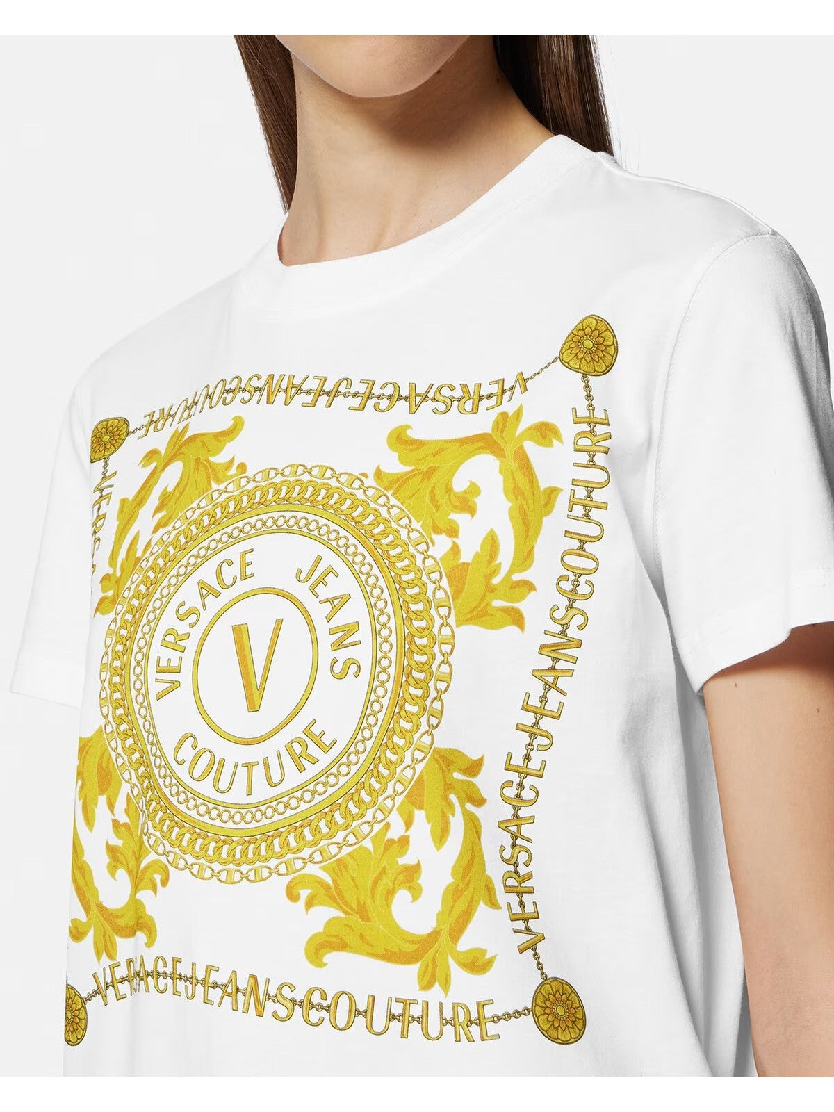 VERSACE JEANS COUTURE T-Shirt e Polo Donna 75HAHF07 CJ00F G03 Bianco gioboutiqueweb