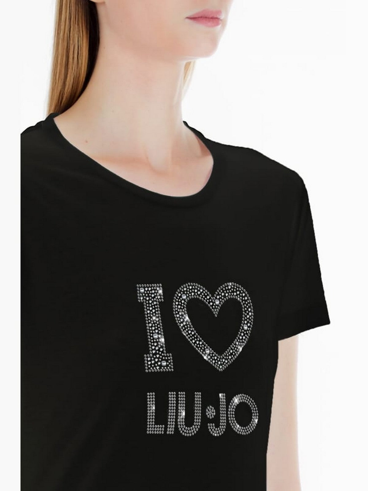 LIU JO WHITE T-Shirt e Polo Donna WF3076JS923 Q9739 Nero gioboutiqueweb