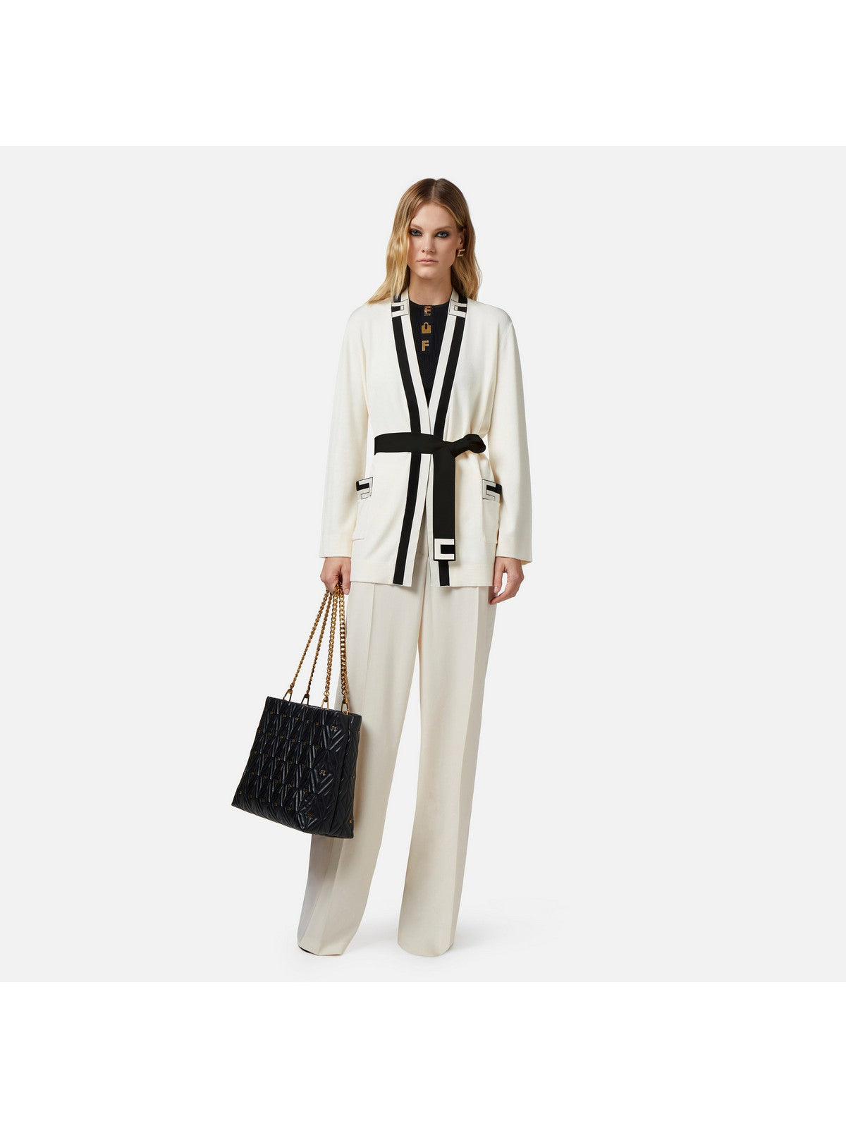 ELISABETTA FRANCHI Cardigan Donna MK06S41E2 193 Avorio gioboutiqueweb