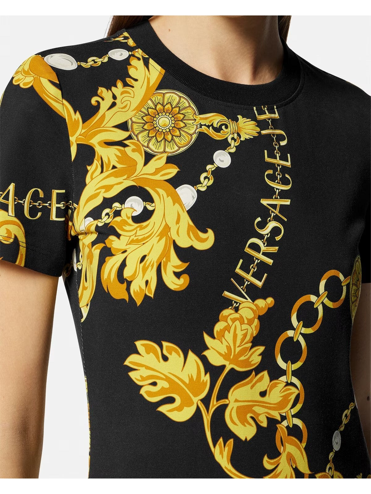 Versace Jeans Couture T-Shirts und Frauenstange 75HAH608 JS214 G89 Schwarz