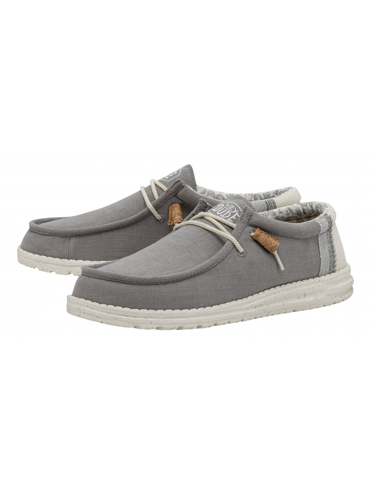 DUDE Mocassino Uomo Wally linen natural HD.40015 030 Grigio gioboutiqueweb