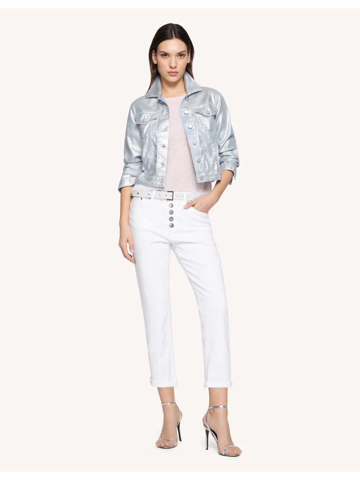 DONDUP Pantalone Donna Koons gioiello DP268B BS0030D PTD 000 Bianco gioboutiqueweb