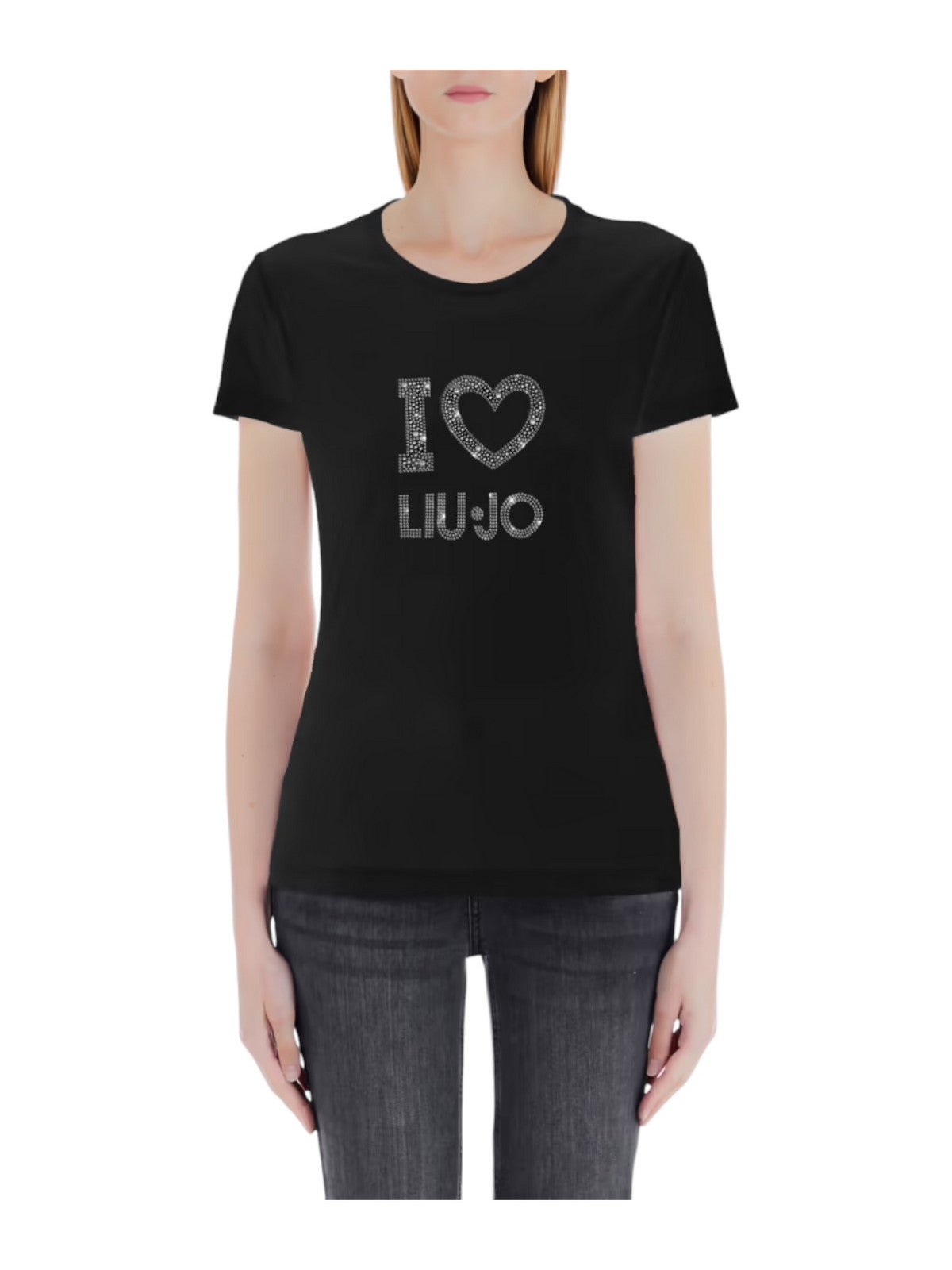 LIU JO WHITE T-Shirt e Polo Donna WF3076JS923 Q9739 Nero gioboutiqueweb
